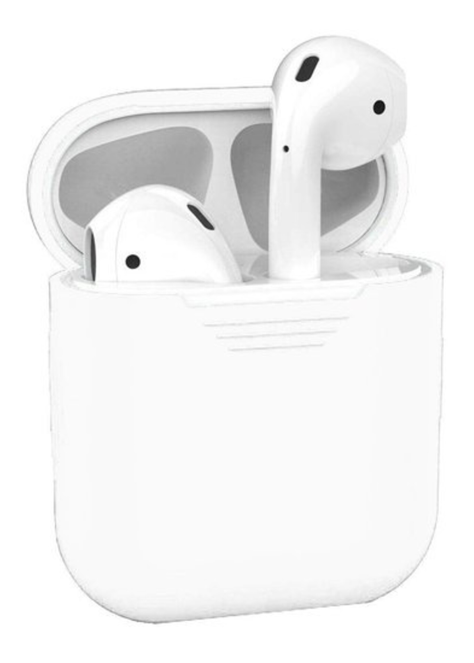 BTH Case Geschikt voor AirPods 2 Hoesje Hoes Siliconen Met Clip Cover - Hoesje Geschikt voor Apple Airpods 2 Siliconen Met Clip - Wit