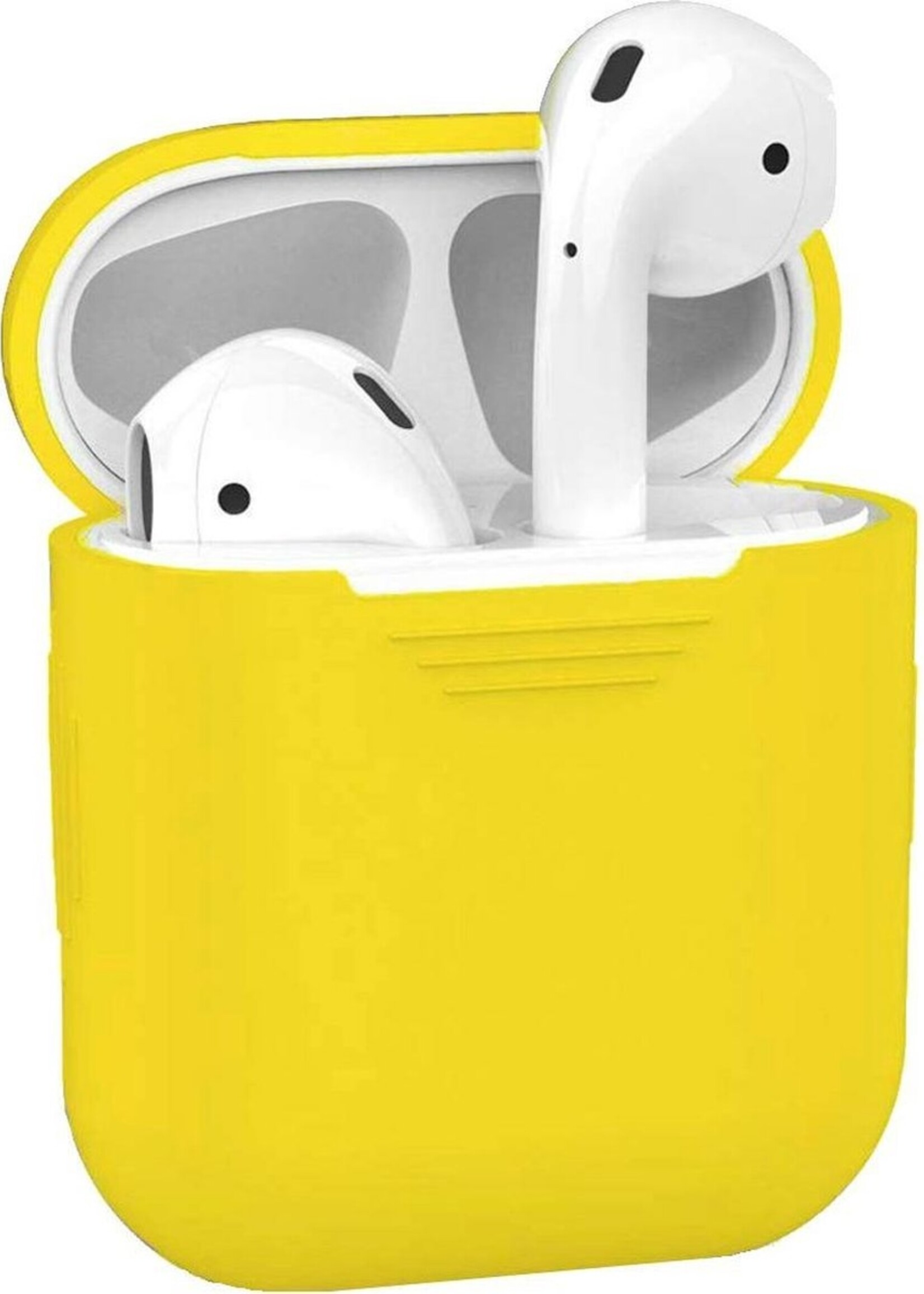 BTH Case Geschikt voor AirPods 2 Hoesje Hoes Siliconen Met Clip Cover - Hoesje Geschikt voor Apple Airpods 2 Siliconen Met Clip - Geel