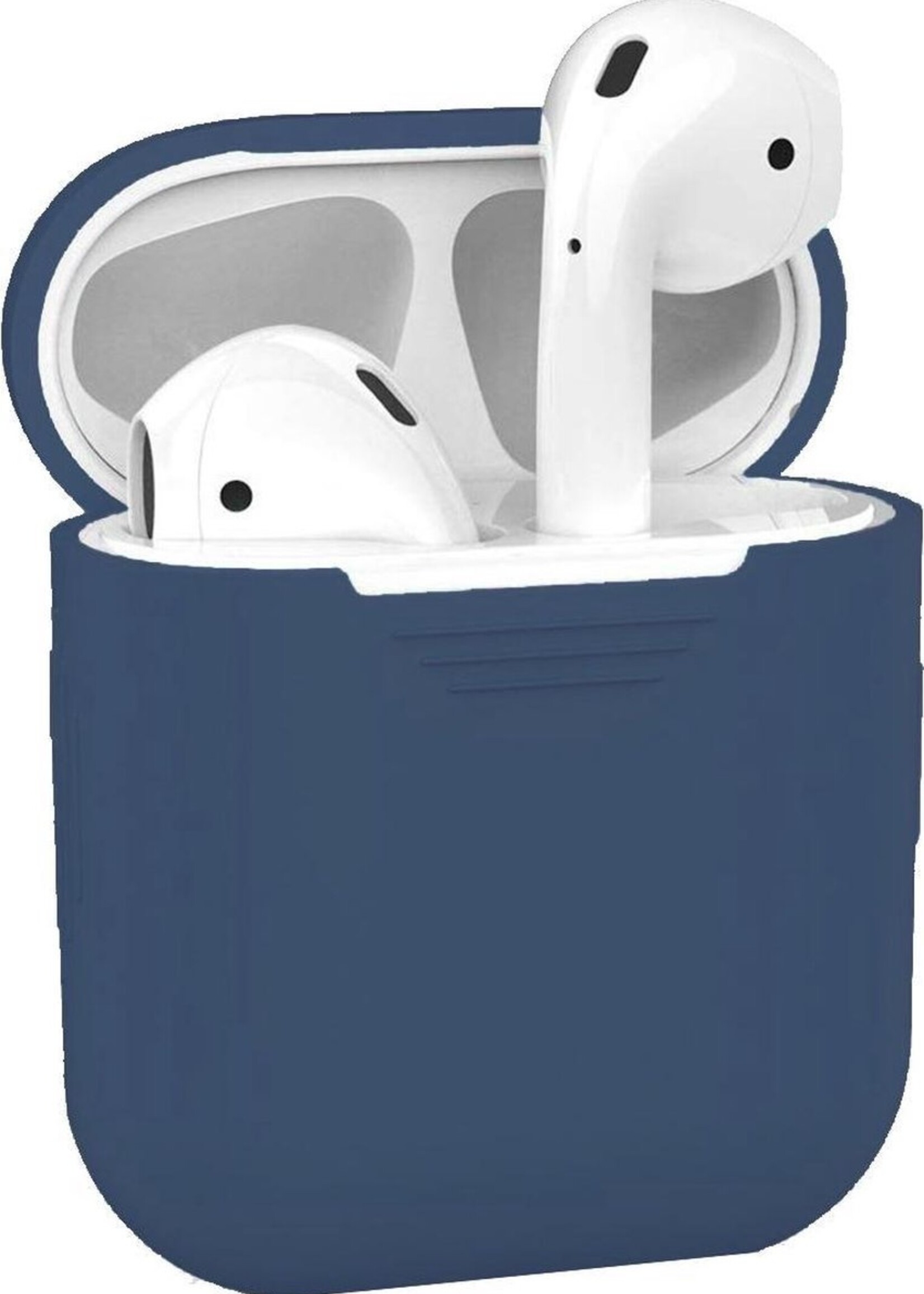 BTH Case Geschikt voor AirPods 2 Hoesje Hoes Siliconen Met Clip Cover - Hoesje Geschikt voor Apple Airpods 2 Siliconen Met Clip - Blauw