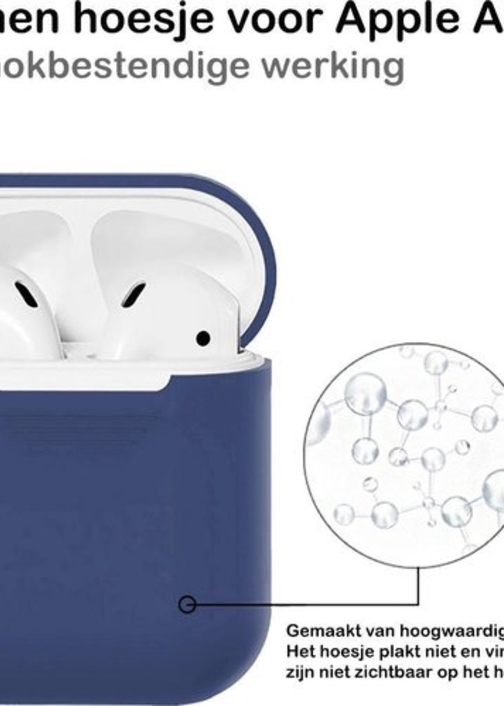 BTH Case Geschikt voor AirPods 2 Hoesje Hoes Siliconen Met Clip Cover - Hoesje Geschikt voor Apple Airpods 2 Siliconen Met Clip - Blauw