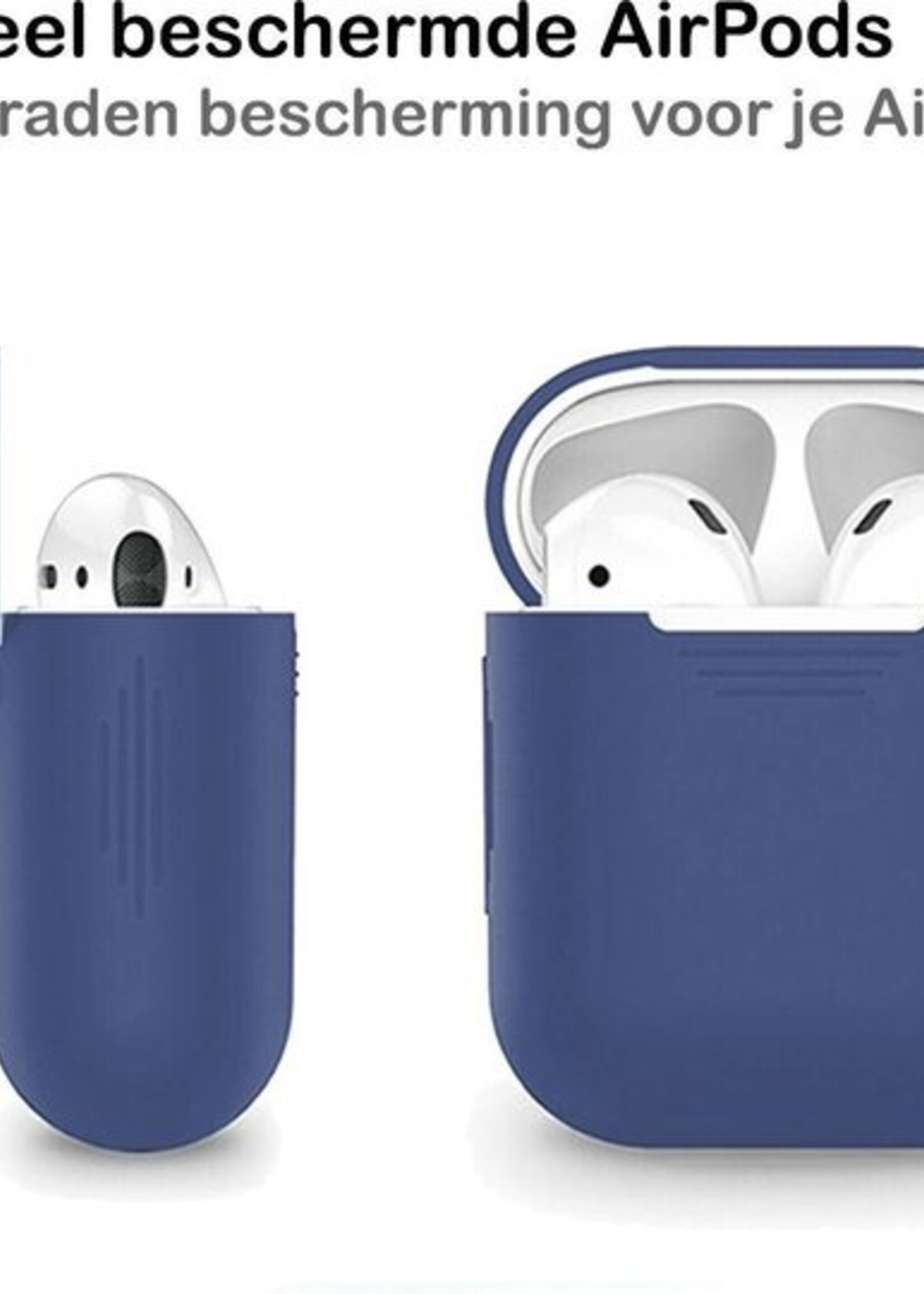 BTH Case Geschikt voor AirPods 2 Hoesje Hoes Siliconen Met Clip Cover - Hoesje Geschikt voor Apple Airpods 2 Siliconen Met Clip - Blauw