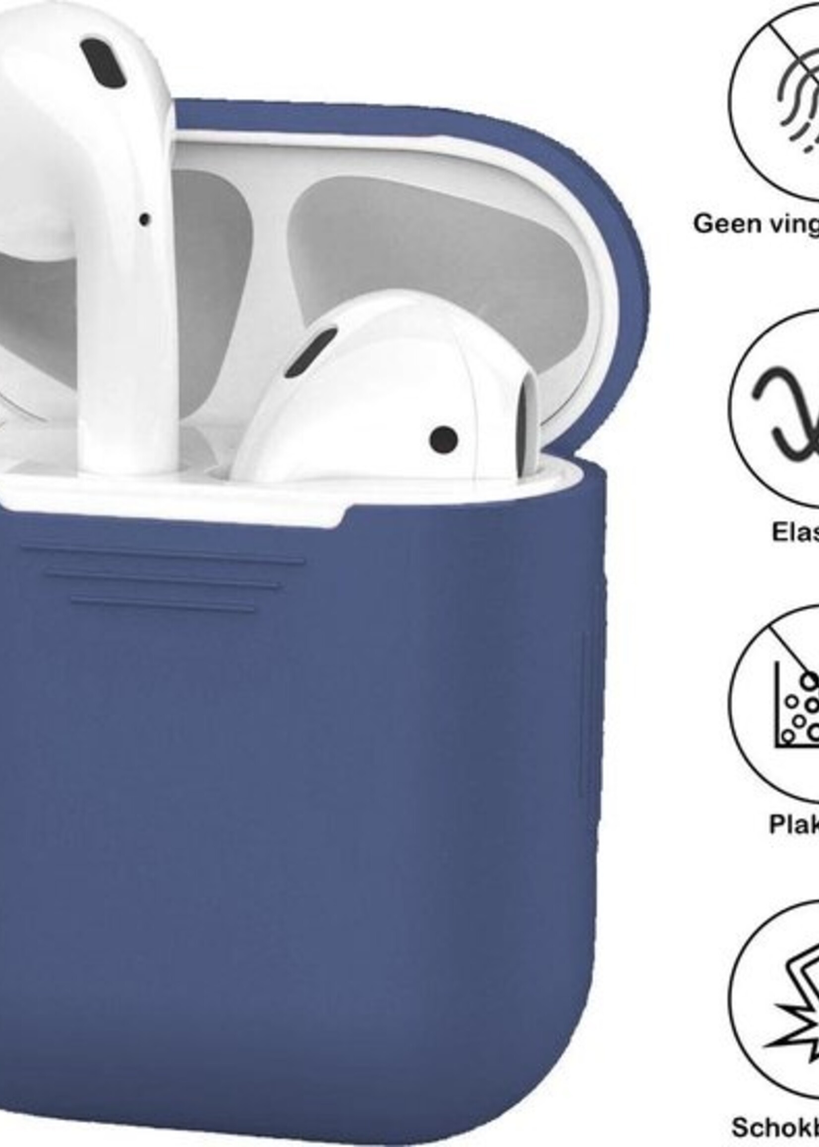 BTH Case Geschikt voor AirPods 2 Hoesje Hoes Siliconen Met Clip Cover - Hoesje Geschikt voor Apple Airpods 2 Siliconen Met Clip - Blauw