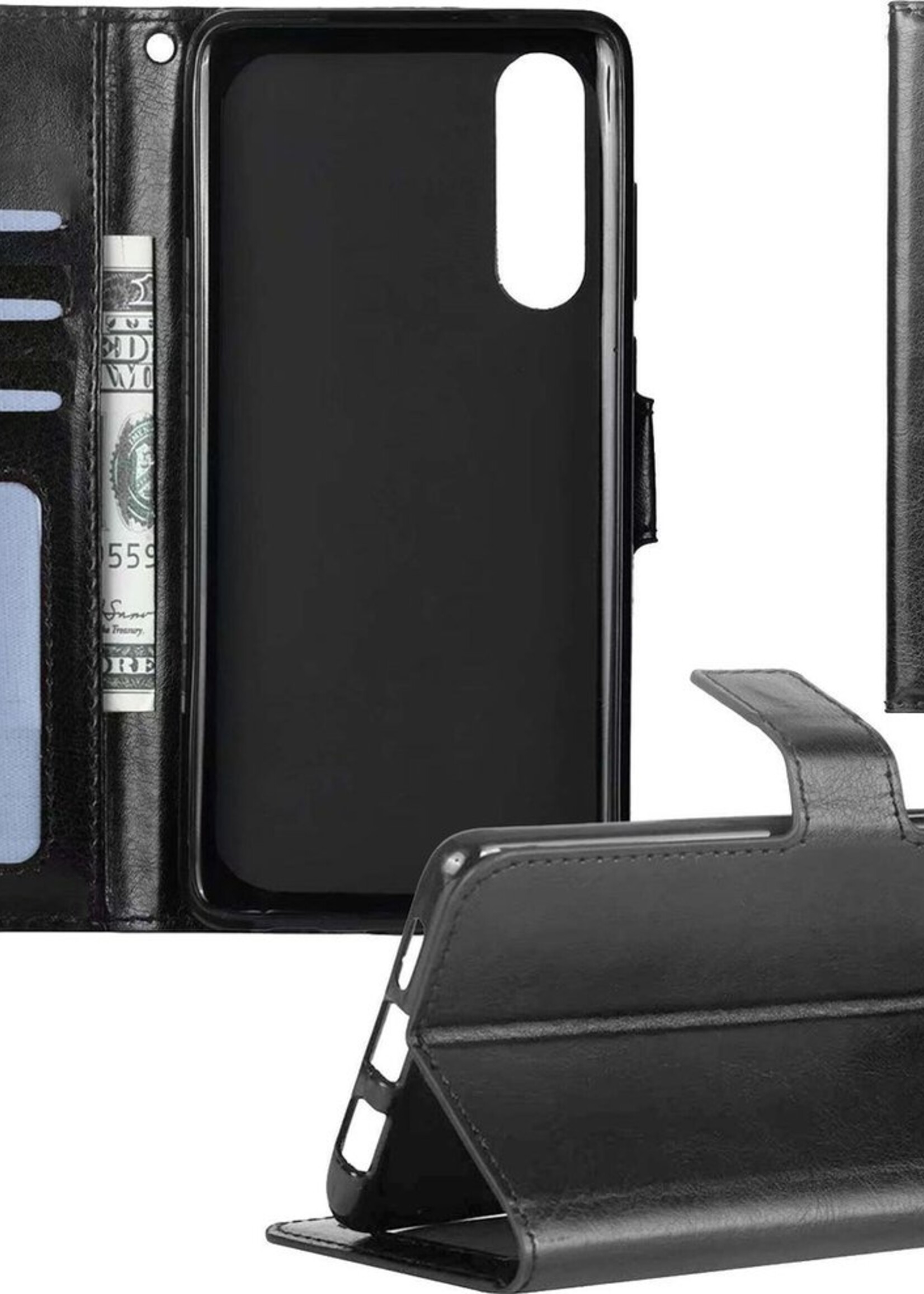 BTH Hoesje Geschikt voor Samsung Galaxy A50 Hoesje Book Case Hoes Portemonnee Cover Walletcase - Hoes Geschikt voor Samsung A50 Hoes Bookcase Hoesje - Zwart