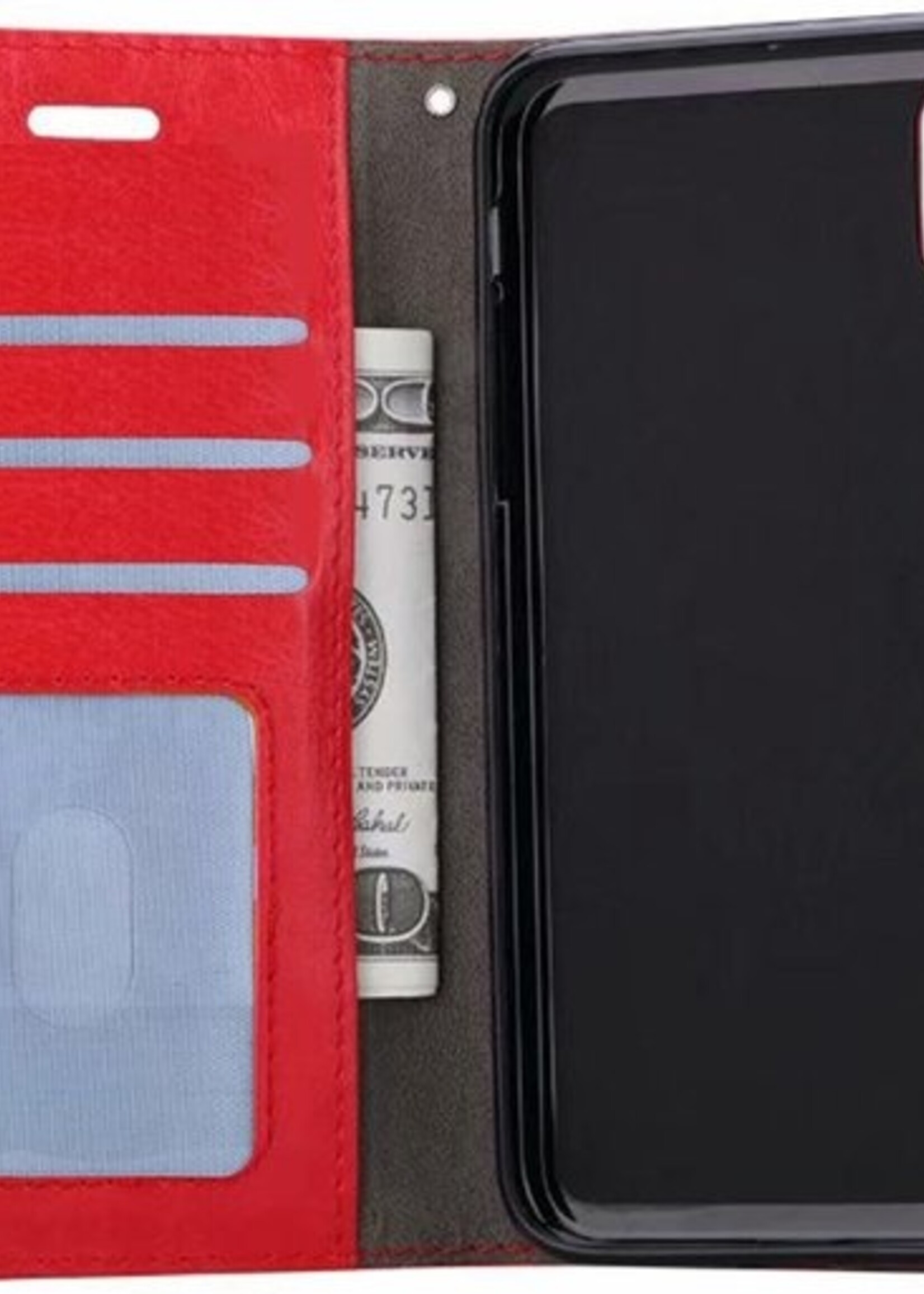 BTH Hoesje Geschikt voor iPhone Xs Max Hoesje Book Case Hoes Portemonnee Cover Walletcase - Hoes Geschikt voor iPhone Xs Max Hoes Bookcase Hoesje - Rood