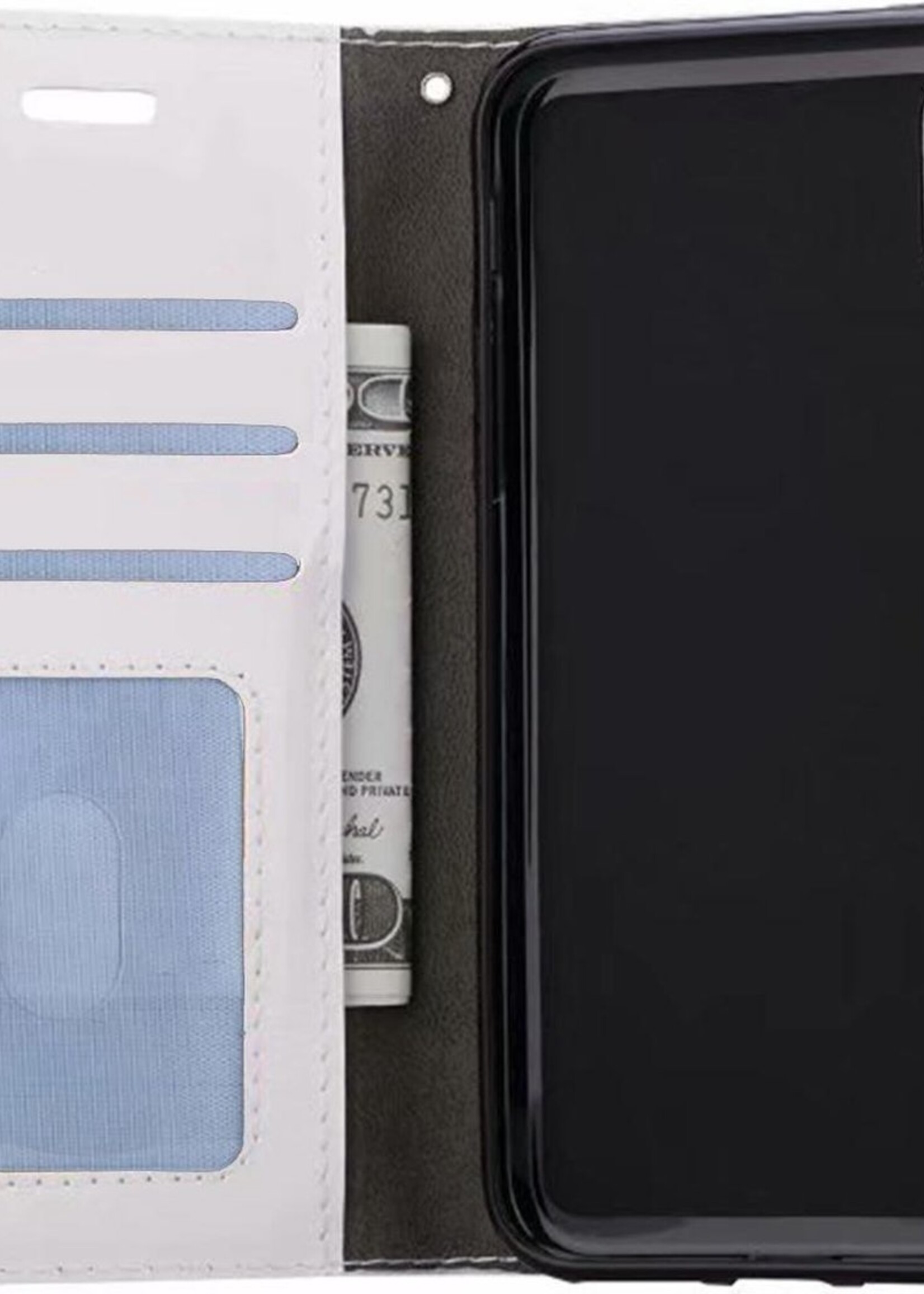 BTH Hoesje Geschikt voor iPhone Xs Max Hoesje Book Case Hoes Portemonnee Cover Walletcase - Hoes Geschikt voor iPhone Xs Max Hoes Bookcase Hoesje - Wit