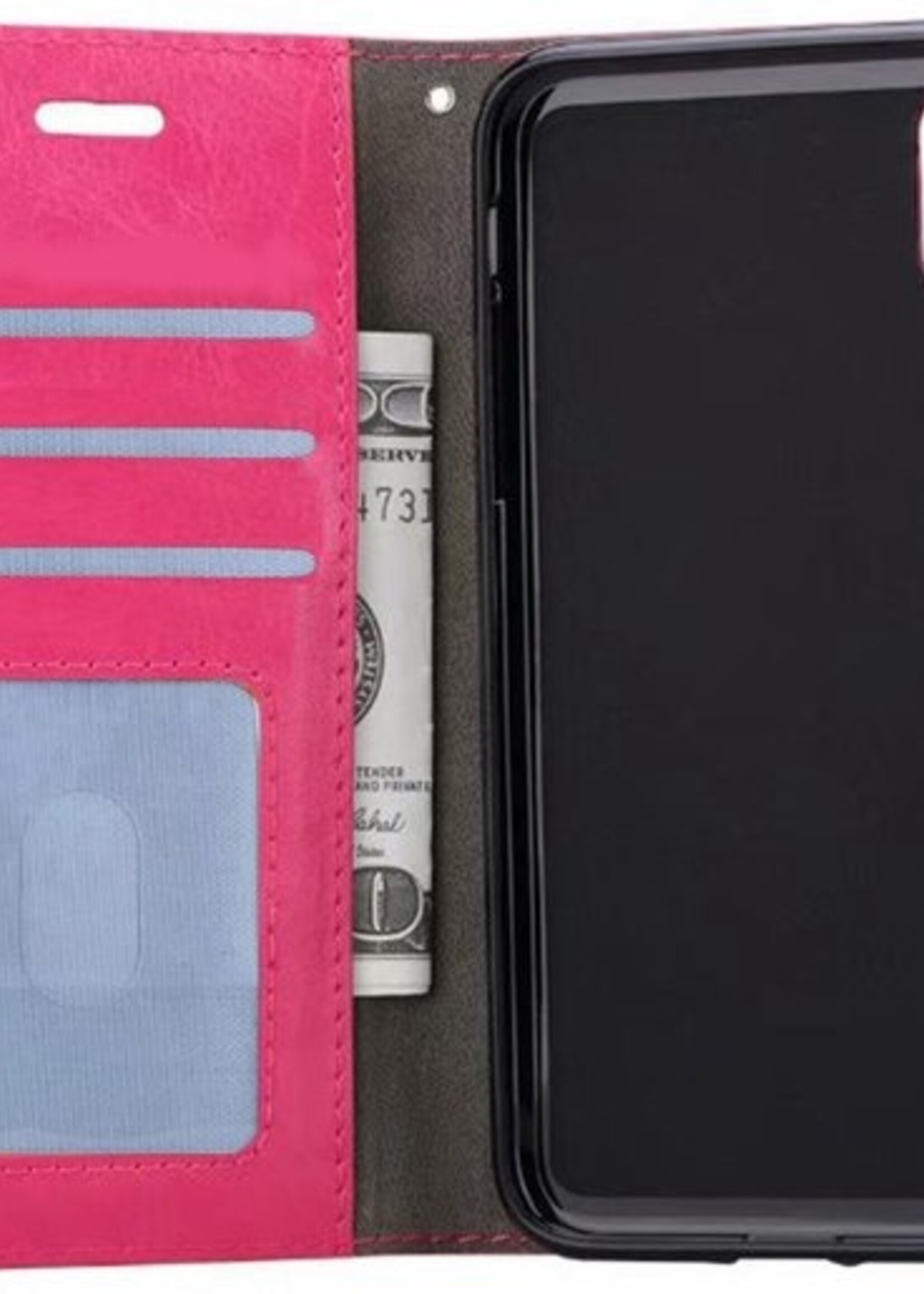 BTH Hoesje Geschikt voor iPhone Xs Hoesje Book Case Hoes Portemonnee Cover Walletcase - Hoes Geschikt voor iPhone Xs Hoes Bookcase Hoesje - Roze