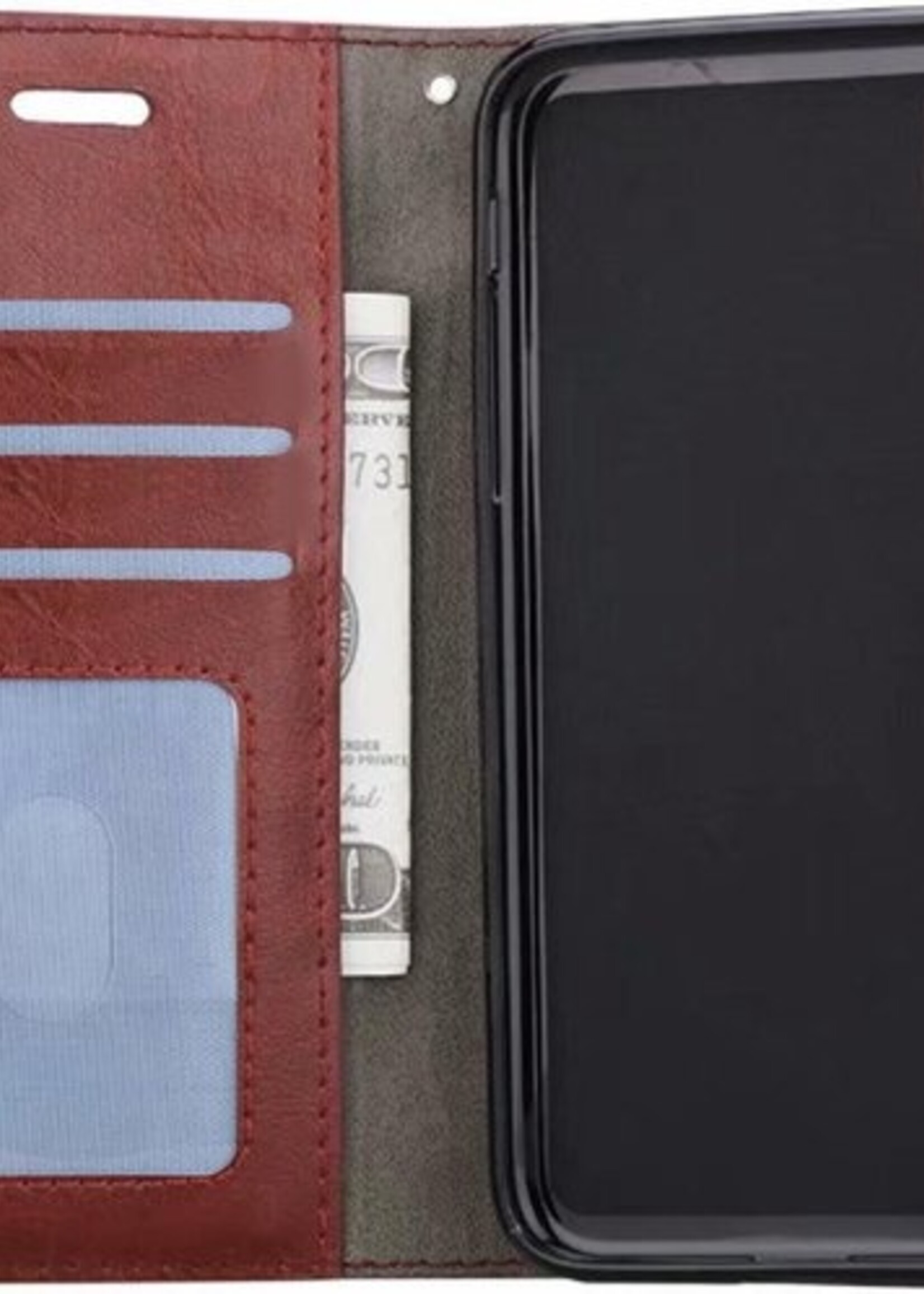 BTH Hoesje Geschikt voor iPhone Xs Hoesje Book Case Hoes Portemonnee Cover Walletcase - Hoes Geschikt voor iPhone Xs Hoes Bookcase Hoesje - Bruin