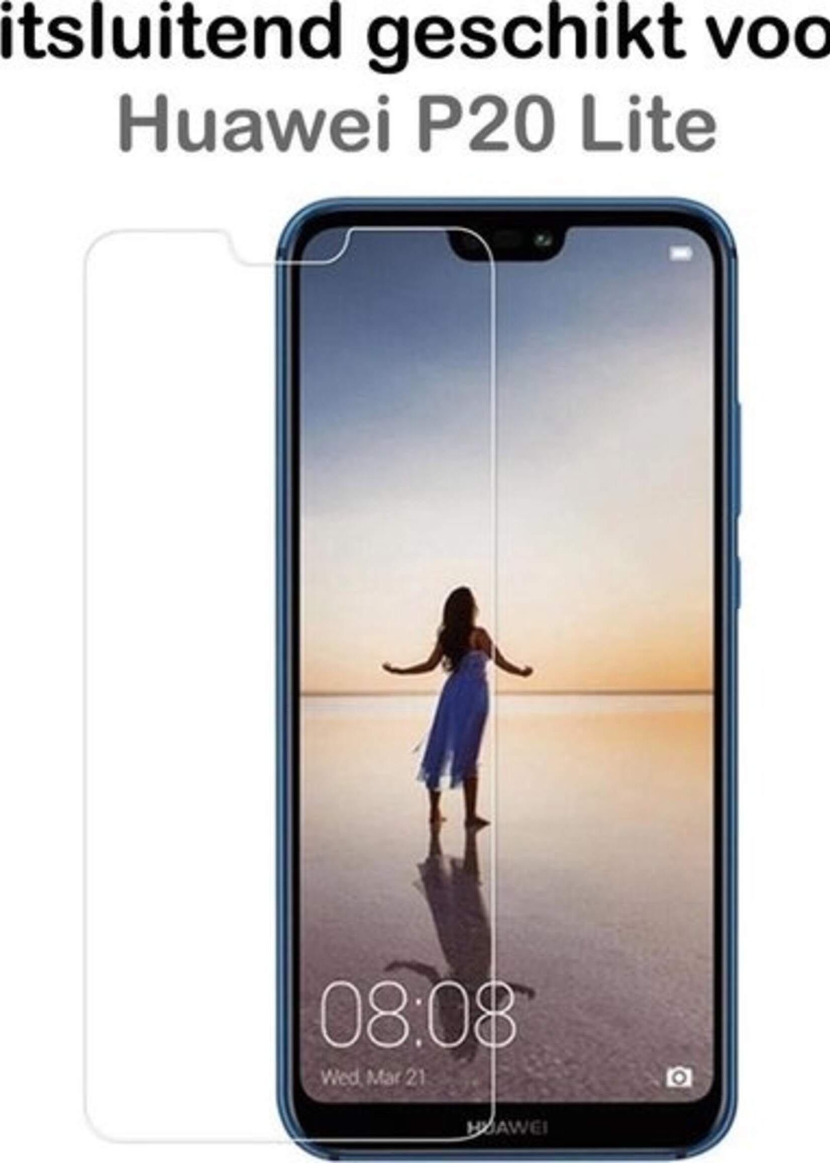 BTH Screenprotector Geschikt voor Huawei P20 Lite 2018 Screenprotector Glas Gehard Tempered Glass - Screenprotector Geschikt voor Huawei P20 Lite (2018) Screen Protector Screen Cover - 2 PACK