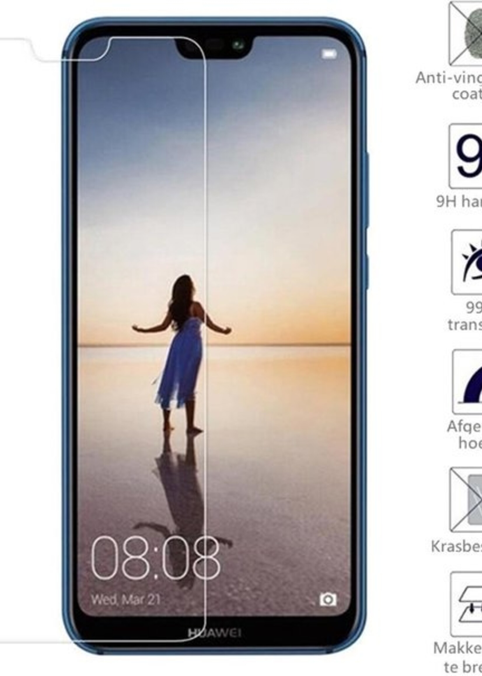 BTH Screenprotector Geschikt voor Huawei P20 Lite 2018 Screenprotector Glas Gehard Tempered Glass - Screenprotector Geschikt voor Huawei P20 Lite (2018) Screen Protector Screen Cover - 2 PACK