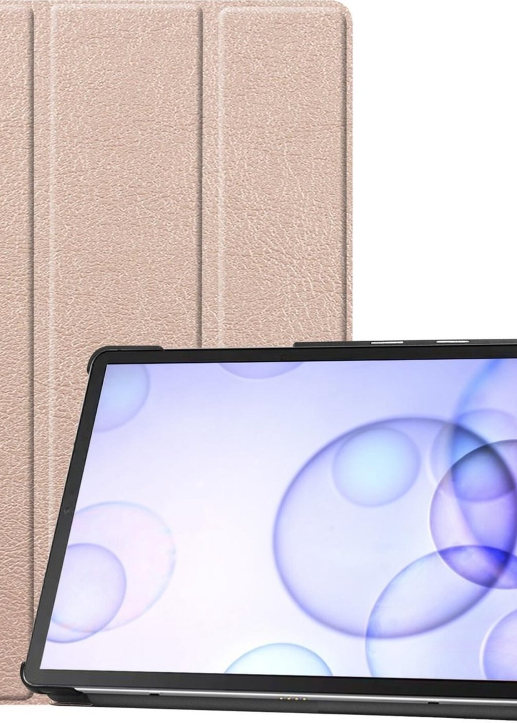 BTH Hoes Geschikt voor Samsung Galaxy Tab S6 Hoes Book Case Hoesje Trifold Cover - Hoesje Geschikt voor Samsung Tab S6 Hoesje Bookcase - Goud