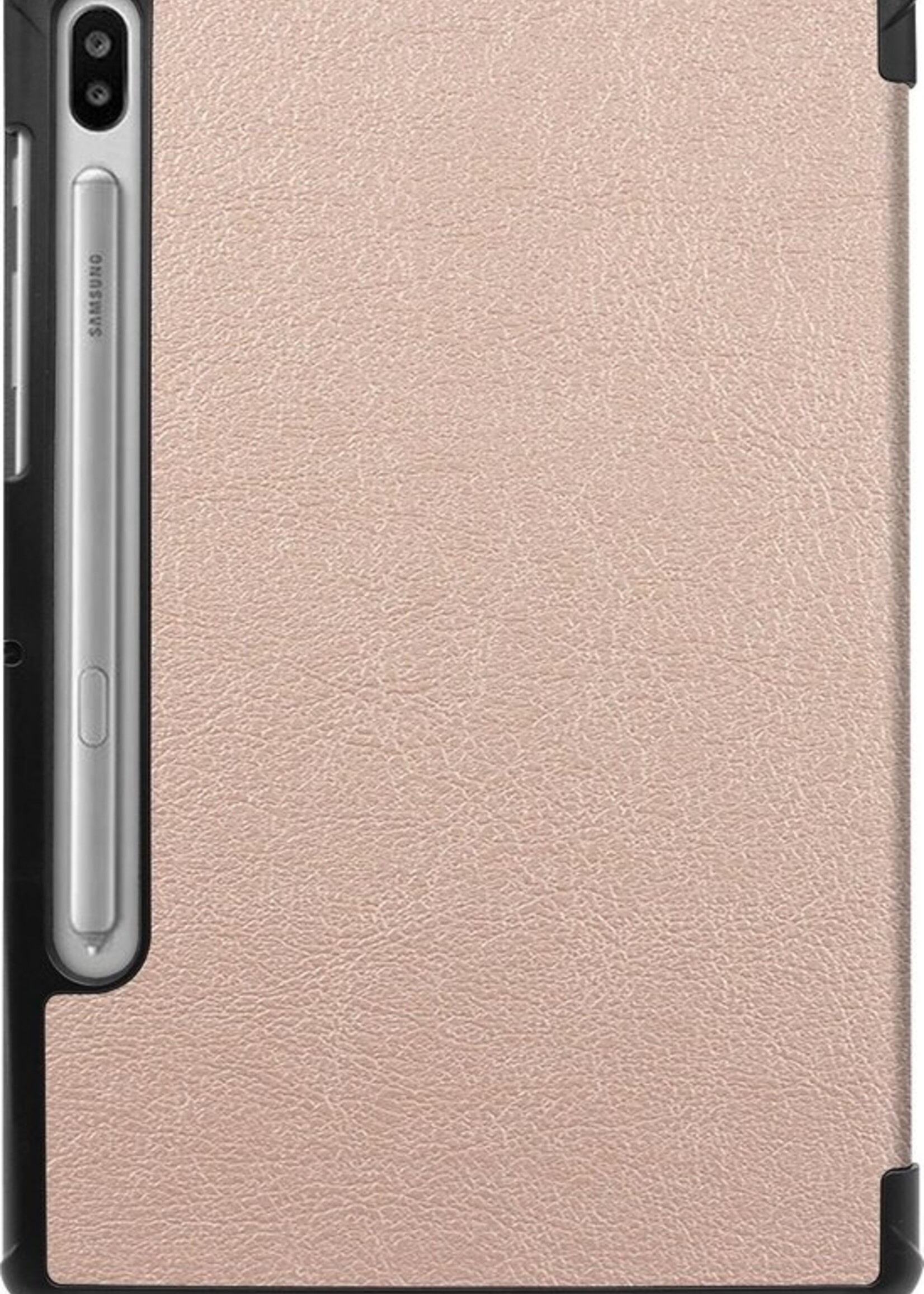 BTH Hoes Geschikt voor Samsung Galaxy Tab S6 Hoes Book Case Hoesje Trifold Cover - Hoesje Geschikt voor Samsung Tab S6 Hoesje Bookcase - Goud
