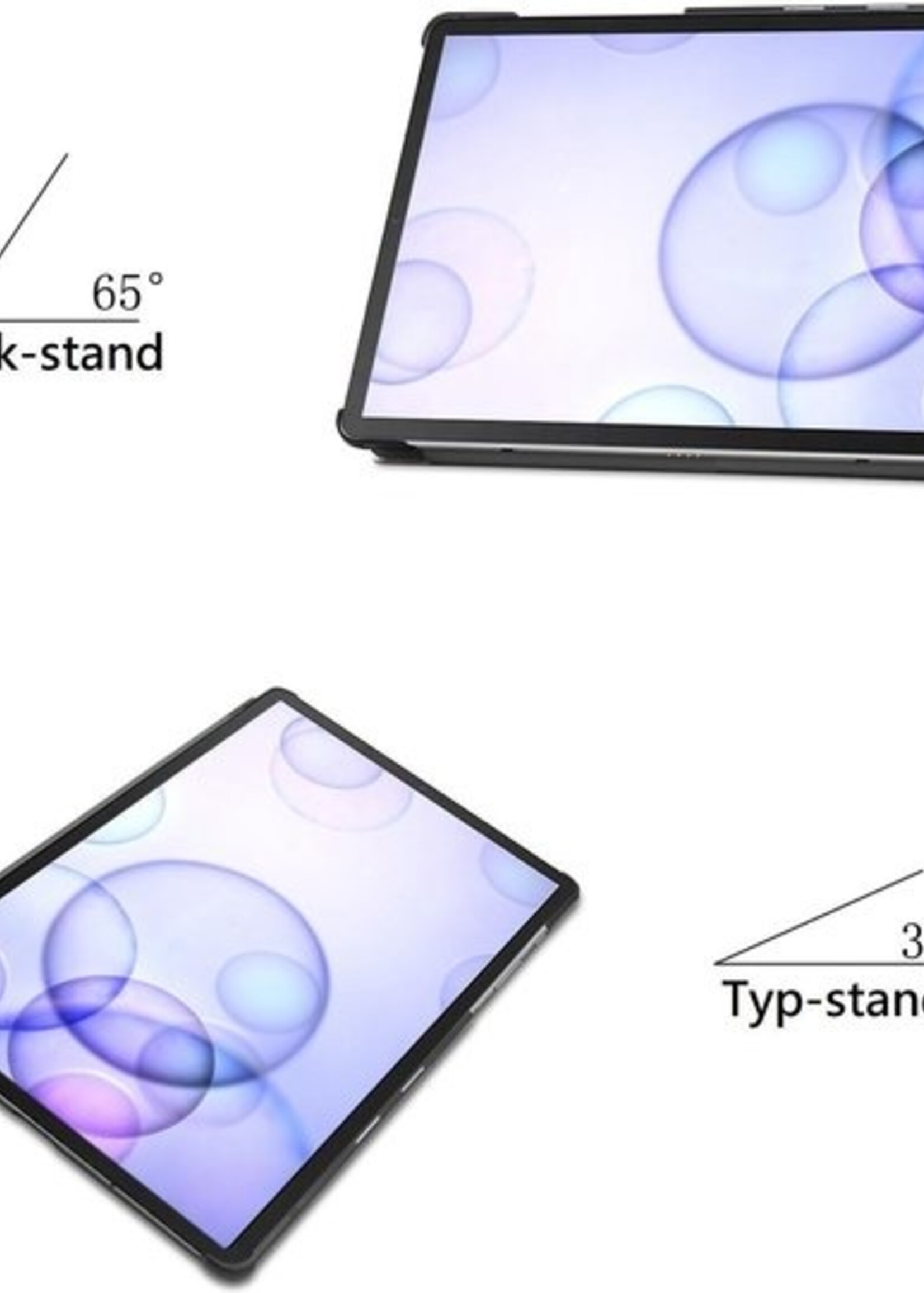 BTH Hoes Geschikt voor Samsung Galaxy Tab S6 Hoes Book Case Hoesje Trifold Cover - Hoesje Geschikt voor Samsung Tab S6 Hoesje Bookcase - Goud