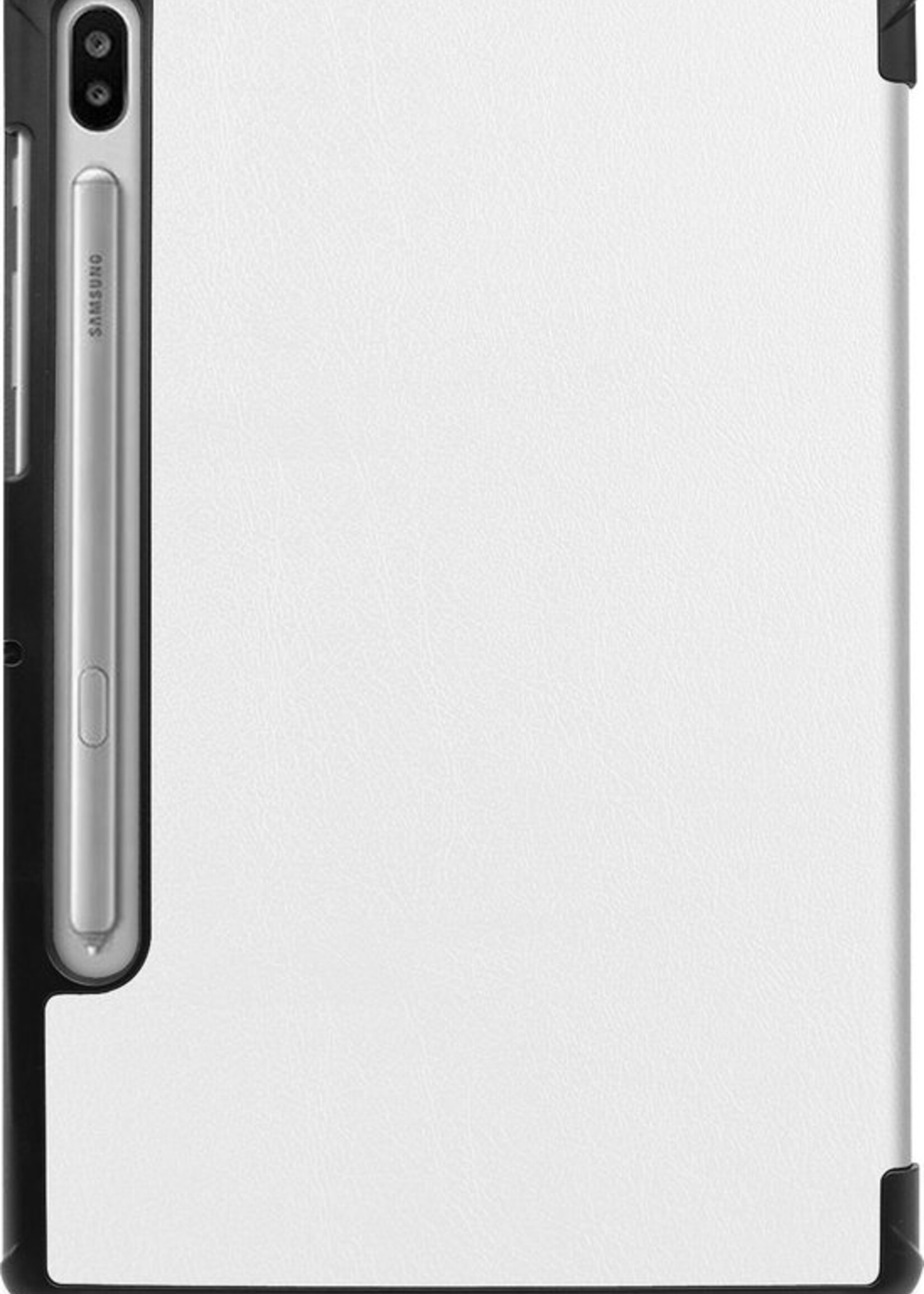 BTH Hoes Geschikt voor Samsung Galaxy Tab S6 Hoes Book Case Hoesje Trifold Cover - Hoesje Geschikt voor Samsung Tab S6 Hoesje Bookcase - Wit