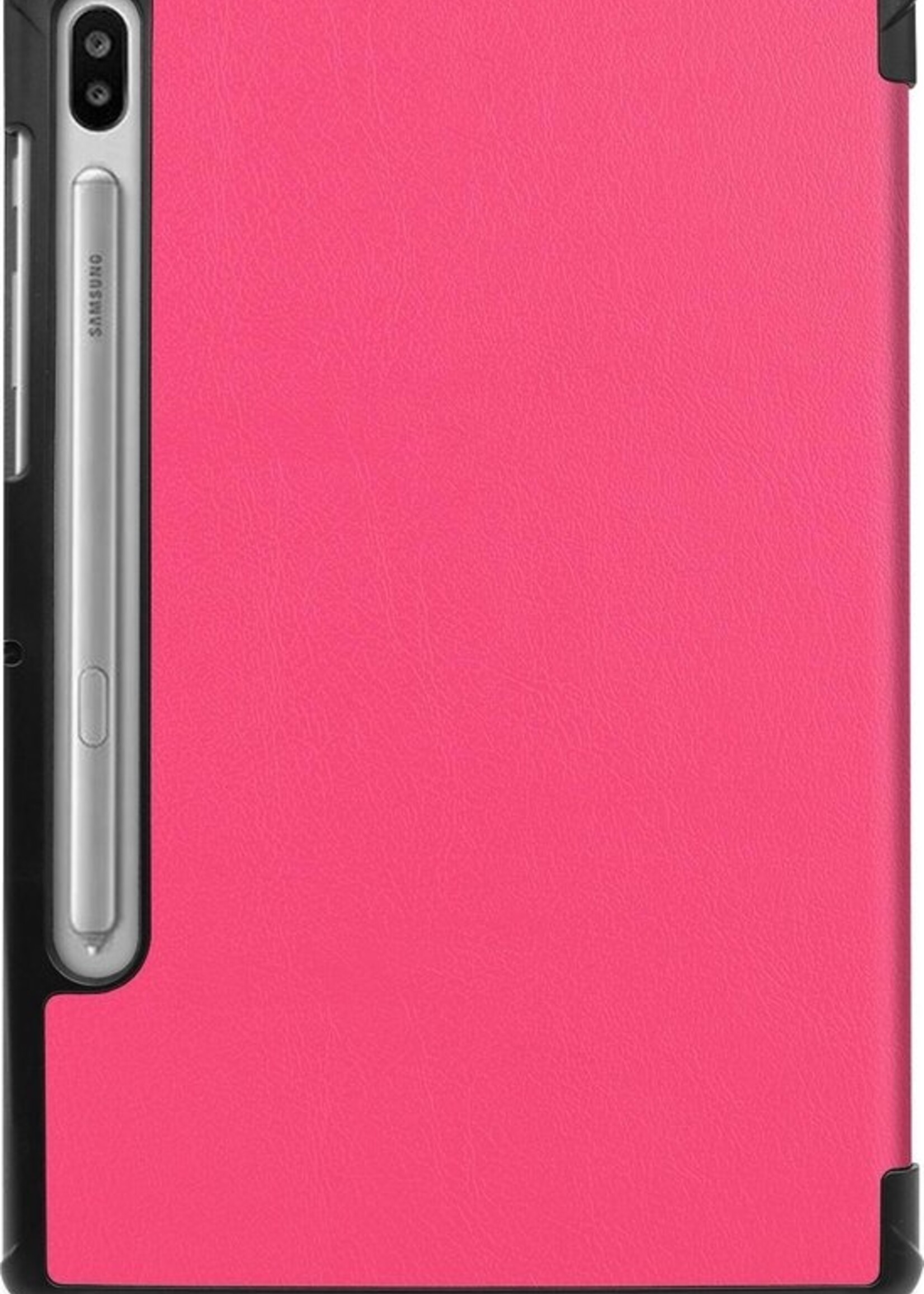 BTH Hoes Geschikt voor Samsung Galaxy Tab S6 Hoes Book Case Hoesje Trifold Cover - Hoesje Geschikt voor Samsung Tab S6 Hoesje Bookcase - Roze