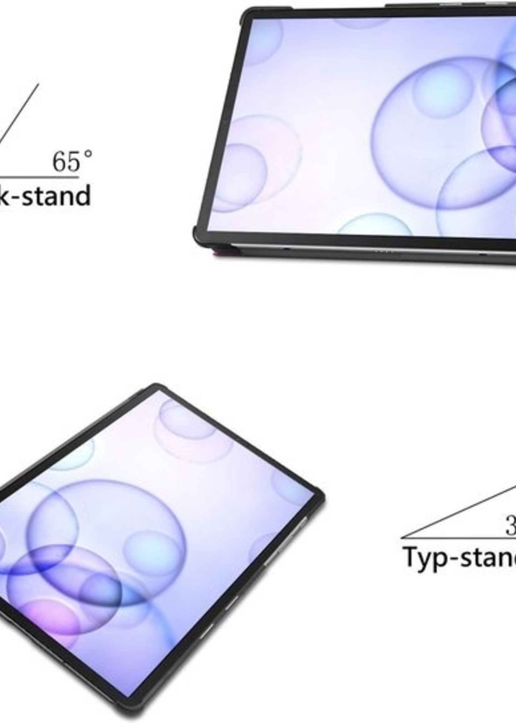 BTH Hoes Geschikt voor Samsung Galaxy Tab S6 Hoes Book Case Hoesje Trifold Cover - Hoesje Geschikt voor Samsung Tab S6 Hoesje Bookcase - Paars