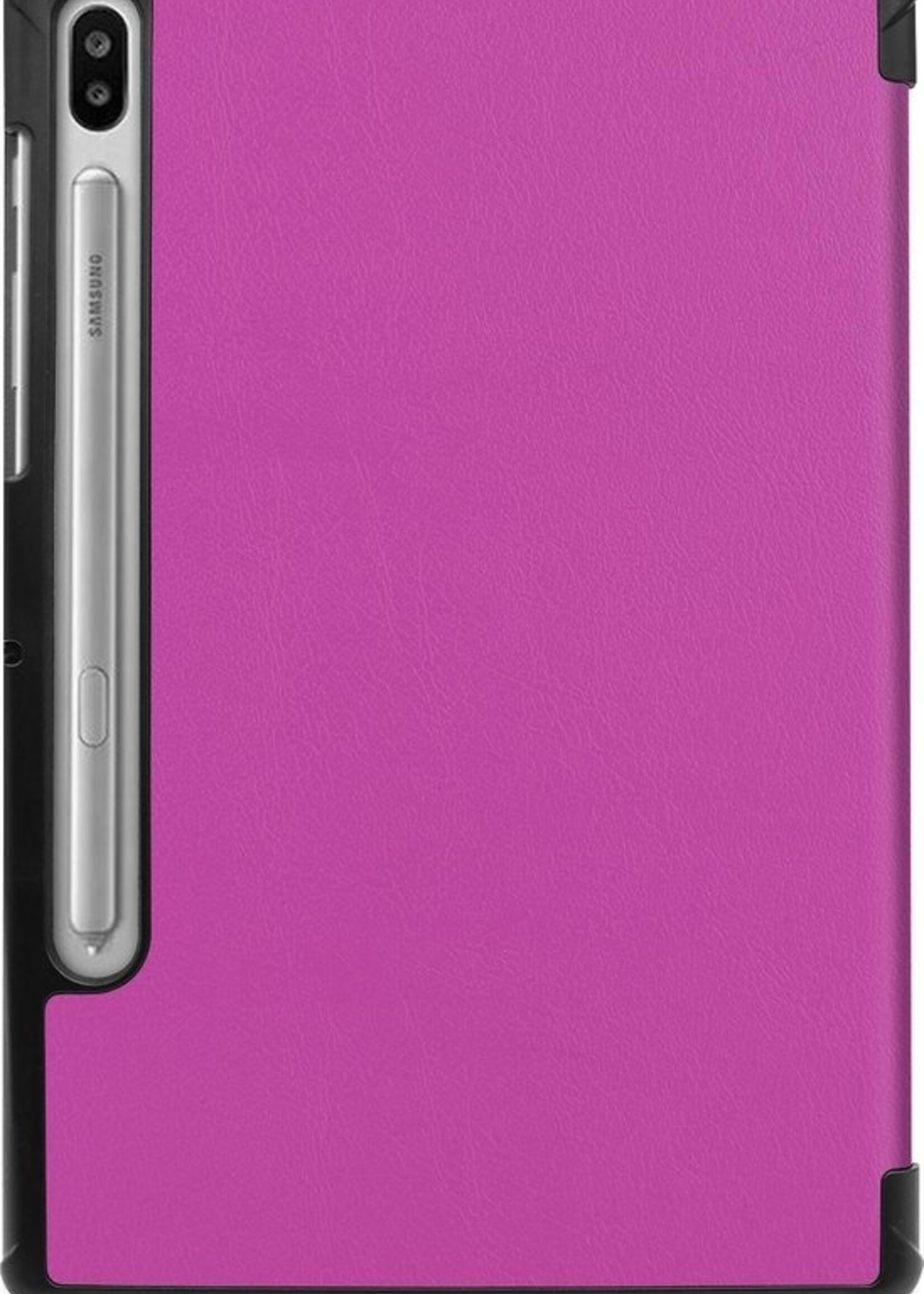 BTH Hoes Geschikt voor Samsung Galaxy Tab S6 Hoes Book Case Hoesje Trifold Cover - Hoesje Geschikt voor Samsung Tab S6 Hoesje Bookcase - Paars