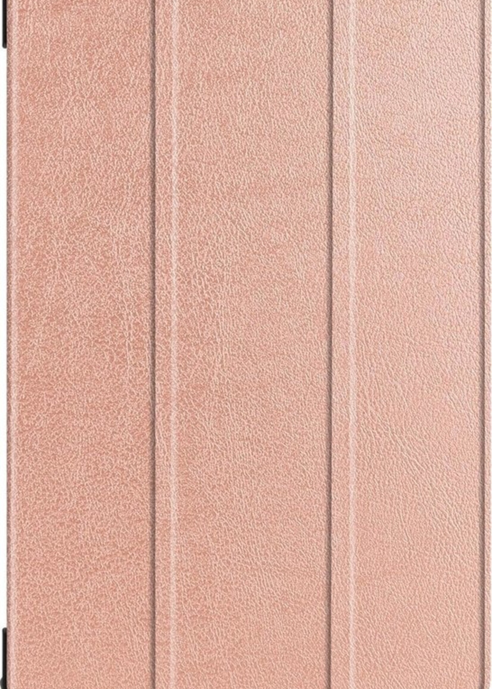BTH Hoes Geschikt voor Samsung Galaxy Tab S6 Hoes Book Case Hoesje Trifold Cover - Hoesje Geschikt voor Samsung Tab S6 Hoesje Bookcase - Rosé goud
