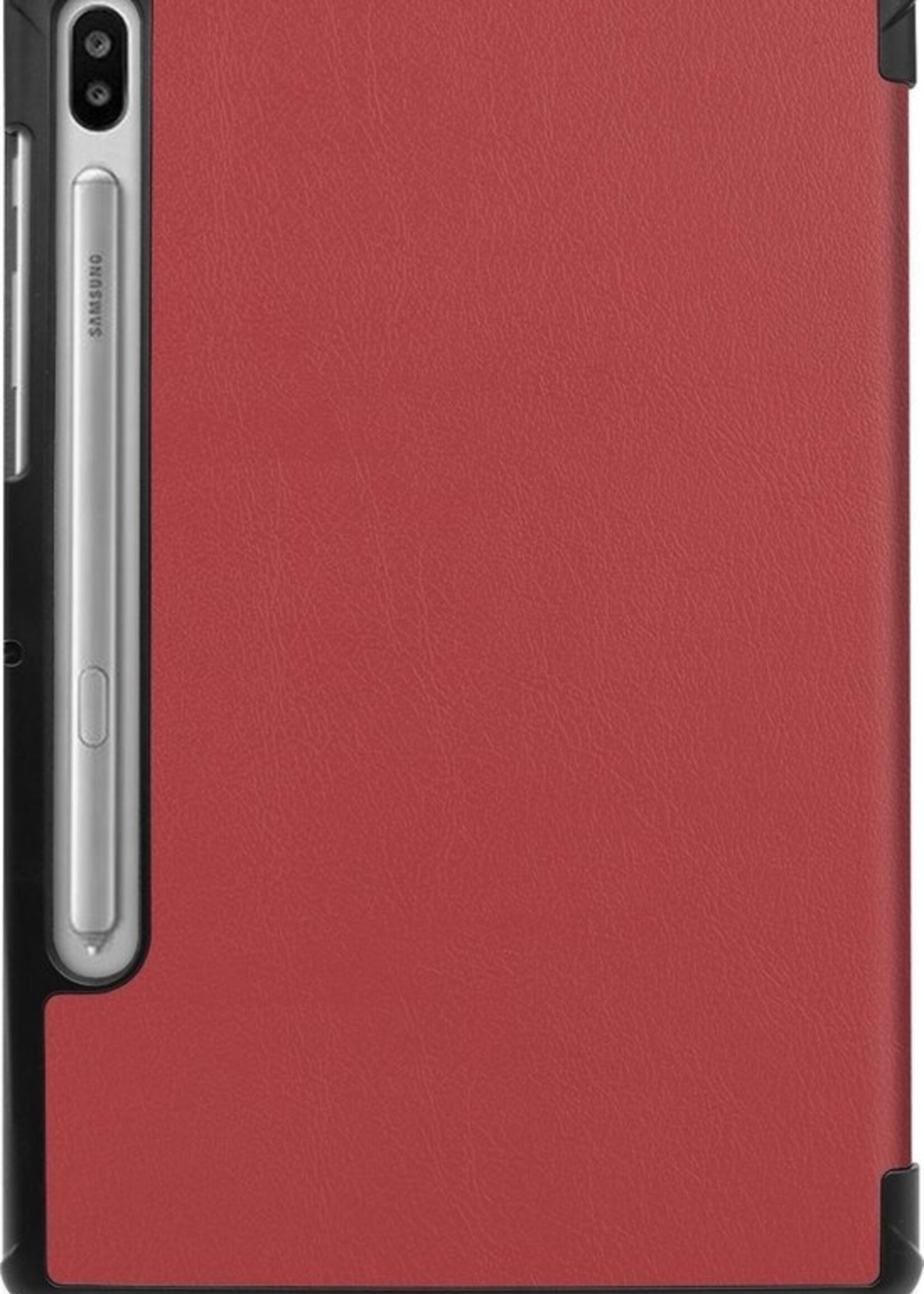 BTH Hoes Geschikt voor Samsung Galaxy Tab S6 Hoes Book Case Hoesje Trifold Cover - Hoesje Geschikt voor Samsung Tab S6 Hoesje Bookcase - Rood