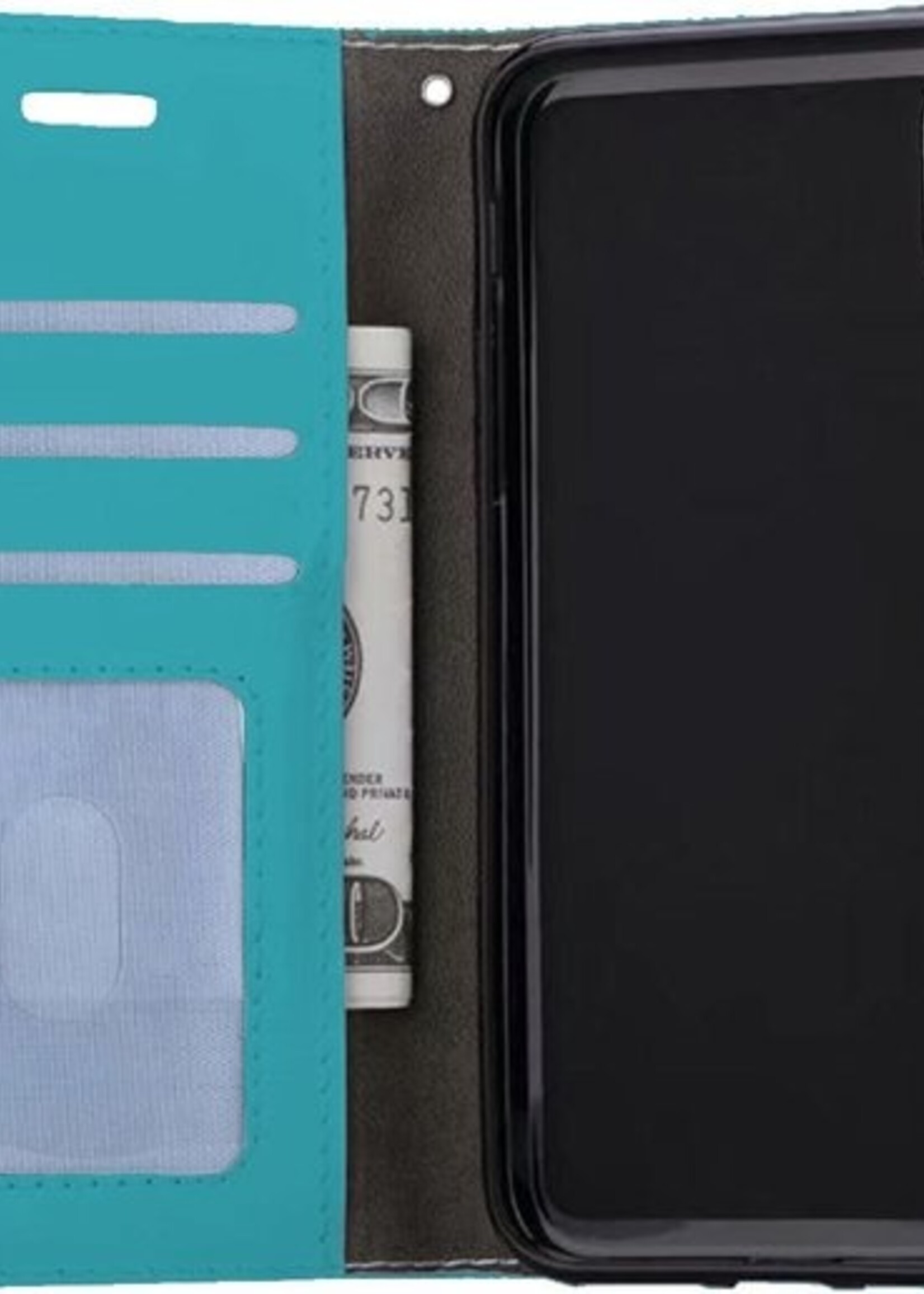 BTH Hoesje Geschikt voor iPhone X Hoesje Book Case Hoes Portemonnee Cover Walletcase - Hoes Geschikt voor iPhone X Hoes Bookcase Hoesje - Turquoise