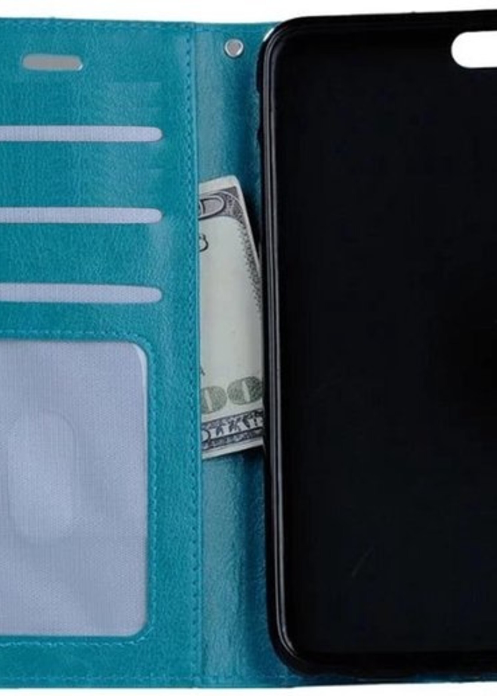 BTH Hoesje Geschikt voor iPhone 6 Hoesje Book Case Hoes Portemonnee Cover Walletcase - Hoes Geschikt voor iPhone 6 Hoes Bookcase Hoesje - Turquoise