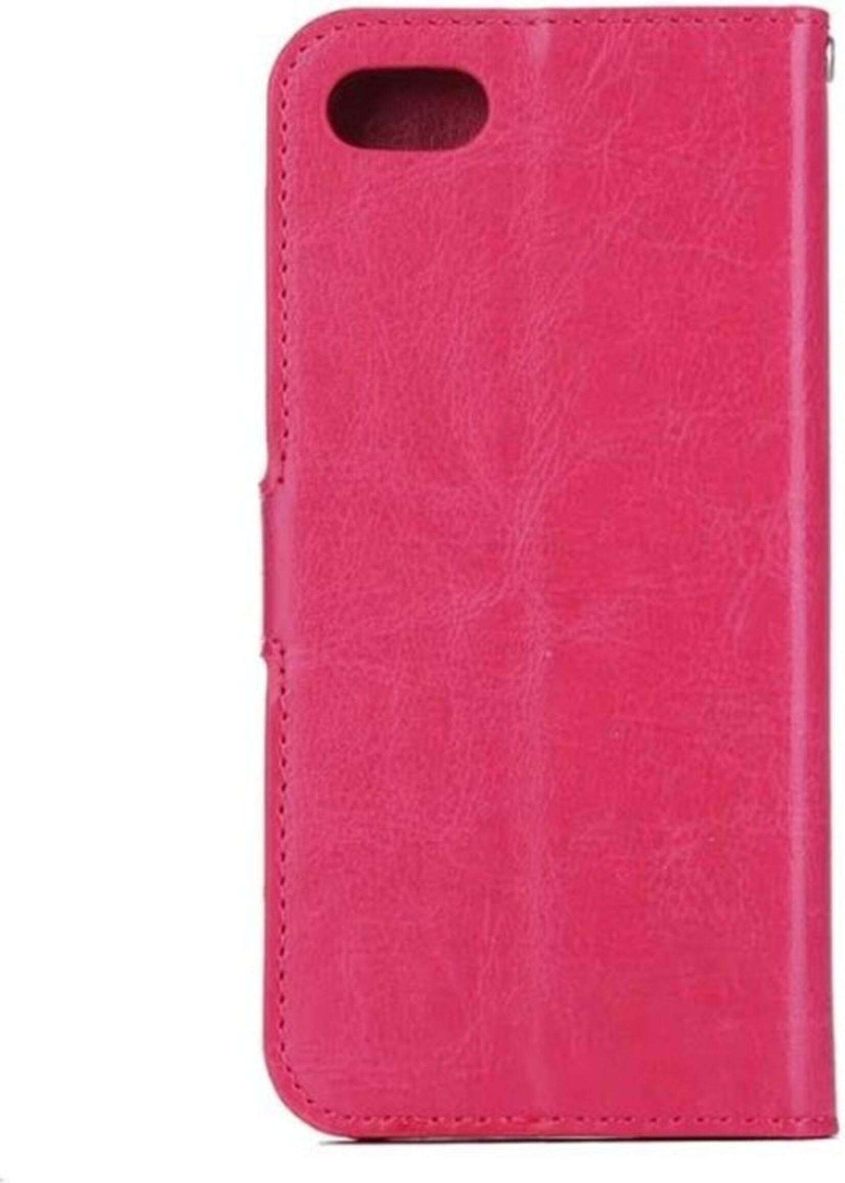 BTH Hoesje Geschikt voor iPhone 7 Hoesje Book Case Hoes Portemonnee Cover Walletcase - Hoes Geschikt voor iPhone 7 Hoes Bookcase Hoesje - Roze