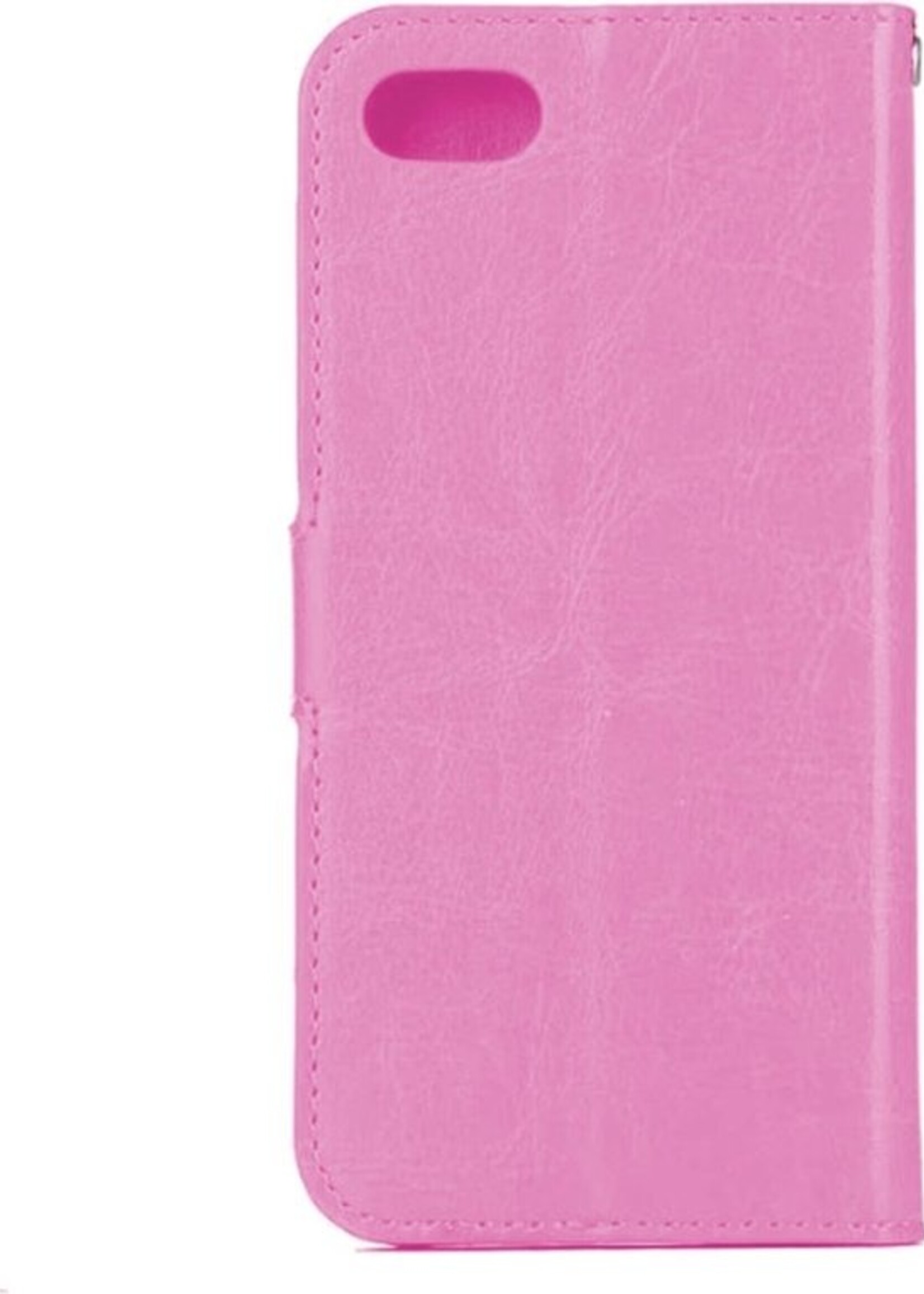BTH Hoesje Geschikt voor iPhone 7 Hoesje Book Case Hoes Portemonnee Cover Walletcase - Hoes Geschikt voor iPhone 7 Hoes Bookcase Hoesje - Roze
