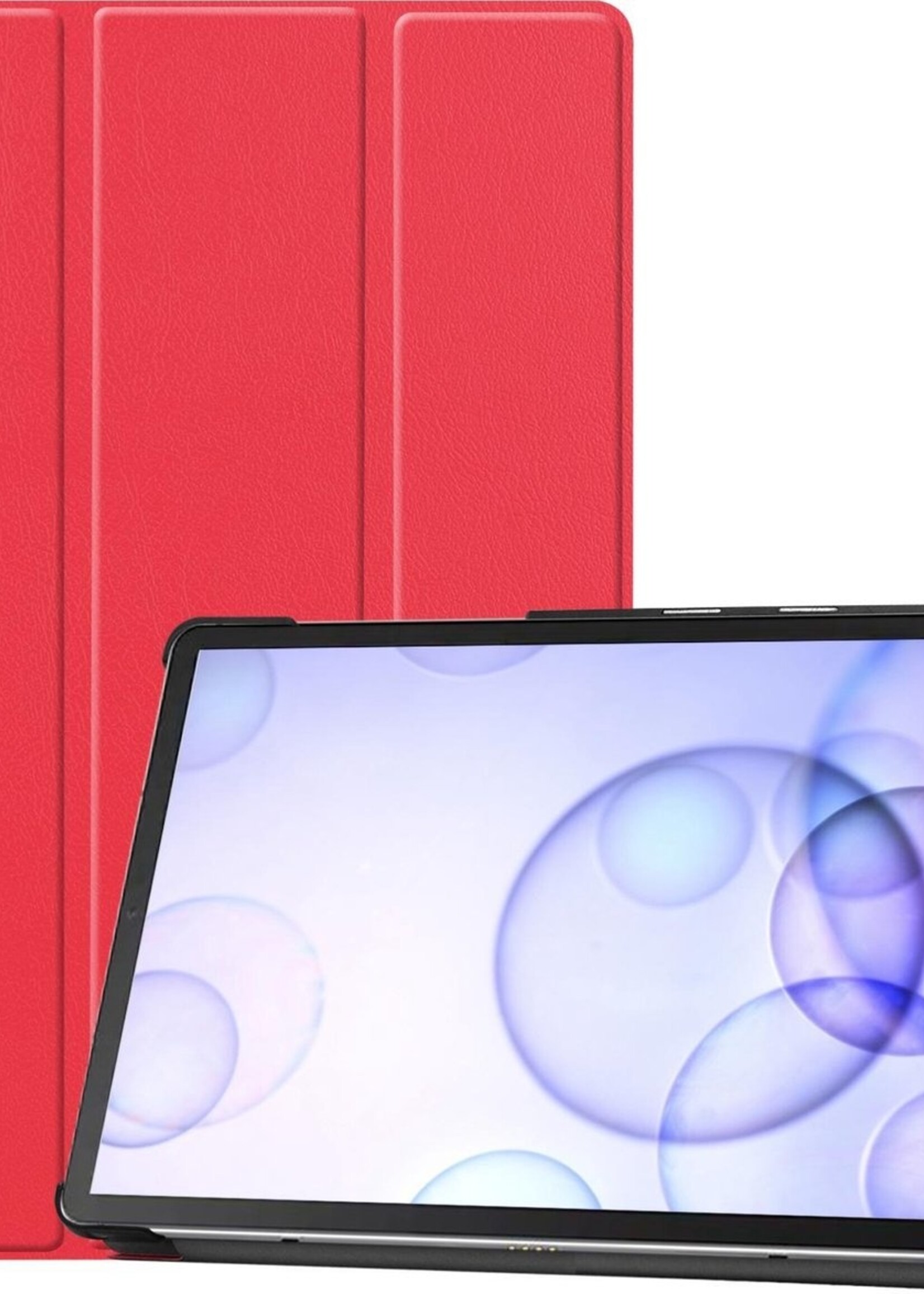 BTH Hoes Geschikt voor Samsung Galaxy Tab S6 Hoes Book Case Hoesje Trifold Cover - Hoesje Geschikt voor Samsung Tab S6 Hoesje Bookcase - Rood