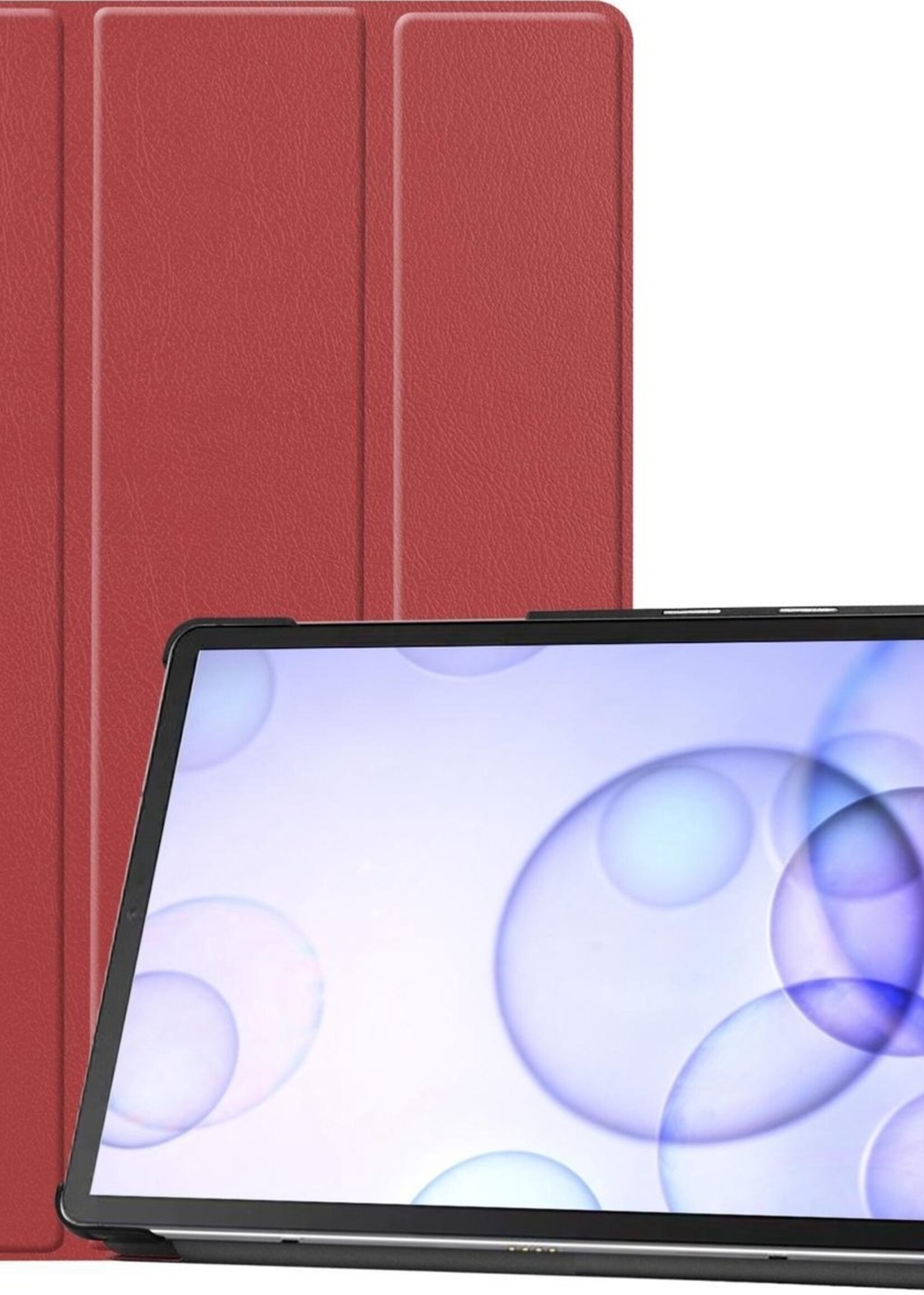 BTH Hoes Geschikt voor Samsung Galaxy Tab S6 Hoes Book Case Hoesje Trifold Cover - Hoesje Geschikt voor Samsung Tab S6 Hoesje Bookcase - Rood