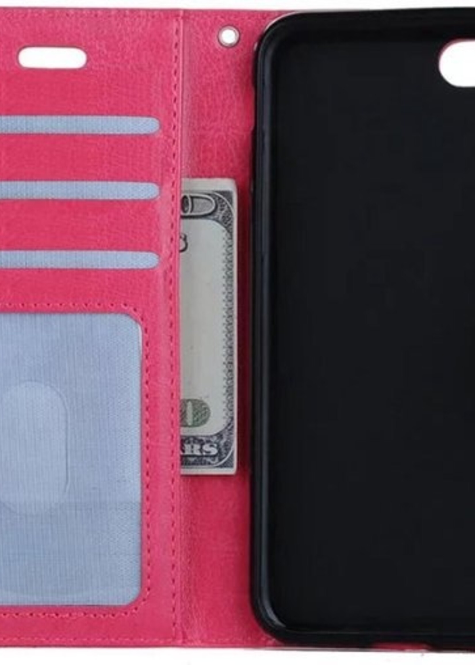 BTH Hoesje Geschikt voor iPhone 7 Hoesje Book Case Hoes Portemonnee Cover Walletcase - Hoes Geschikt voor iPhone 7 Hoes Bookcase Hoesje - Roze