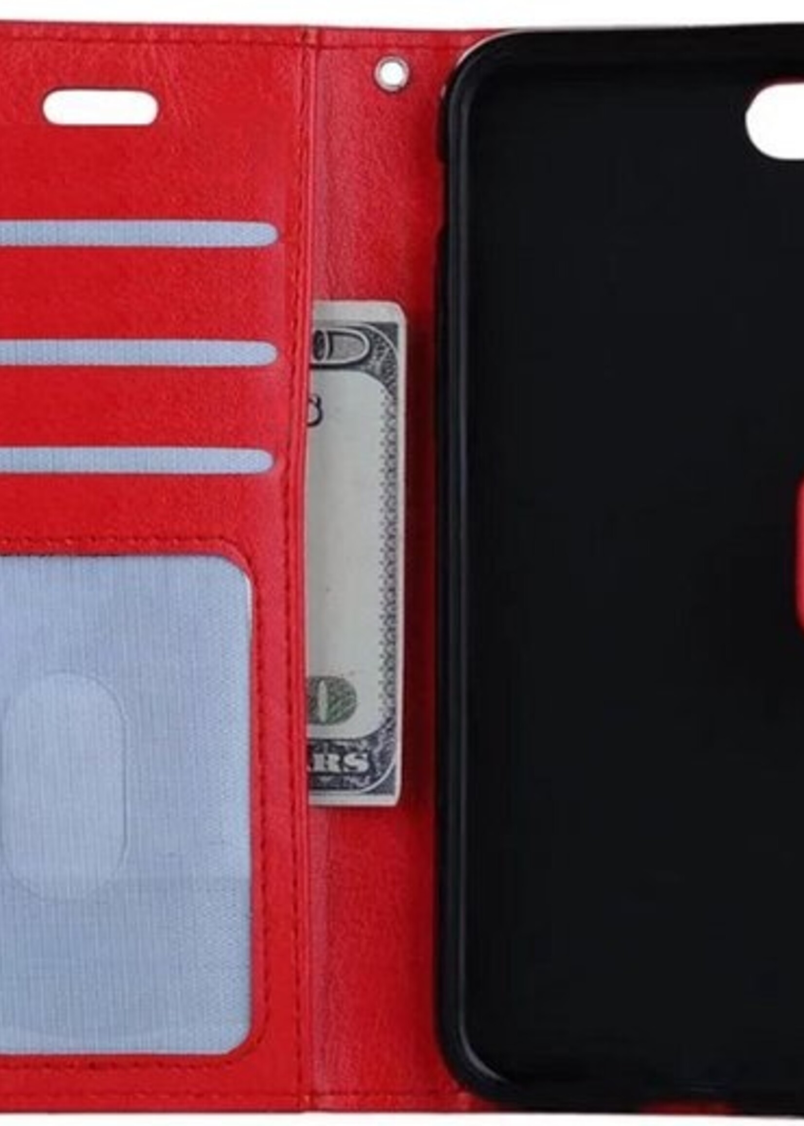 BTH Hoesje Geschikt voor iPhone 8 Hoesje Book Case Hoes Portemonnee Cover Walletcase - Hoes Geschikt voor iPhone 8 Hoes Bookcase Hoesje - Rood