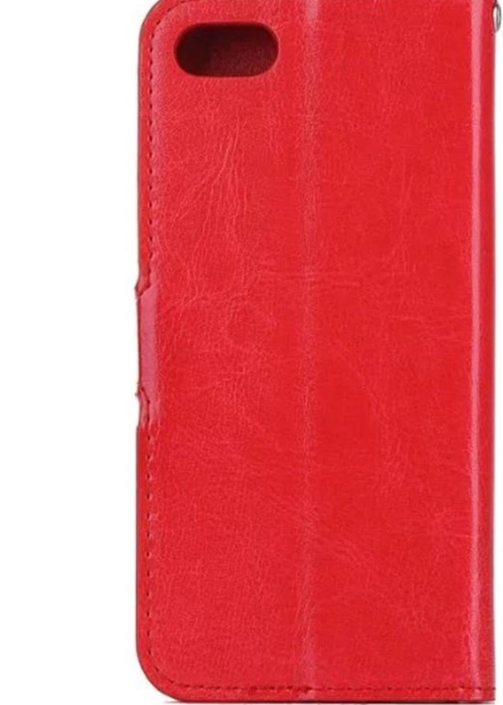 BTH Hoesje Geschikt voor iPhone 8 Hoesje Book Case Hoes Portemonnee Cover Walletcase - Hoes Geschikt voor iPhone 8 Hoes Bookcase Hoesje - Rood