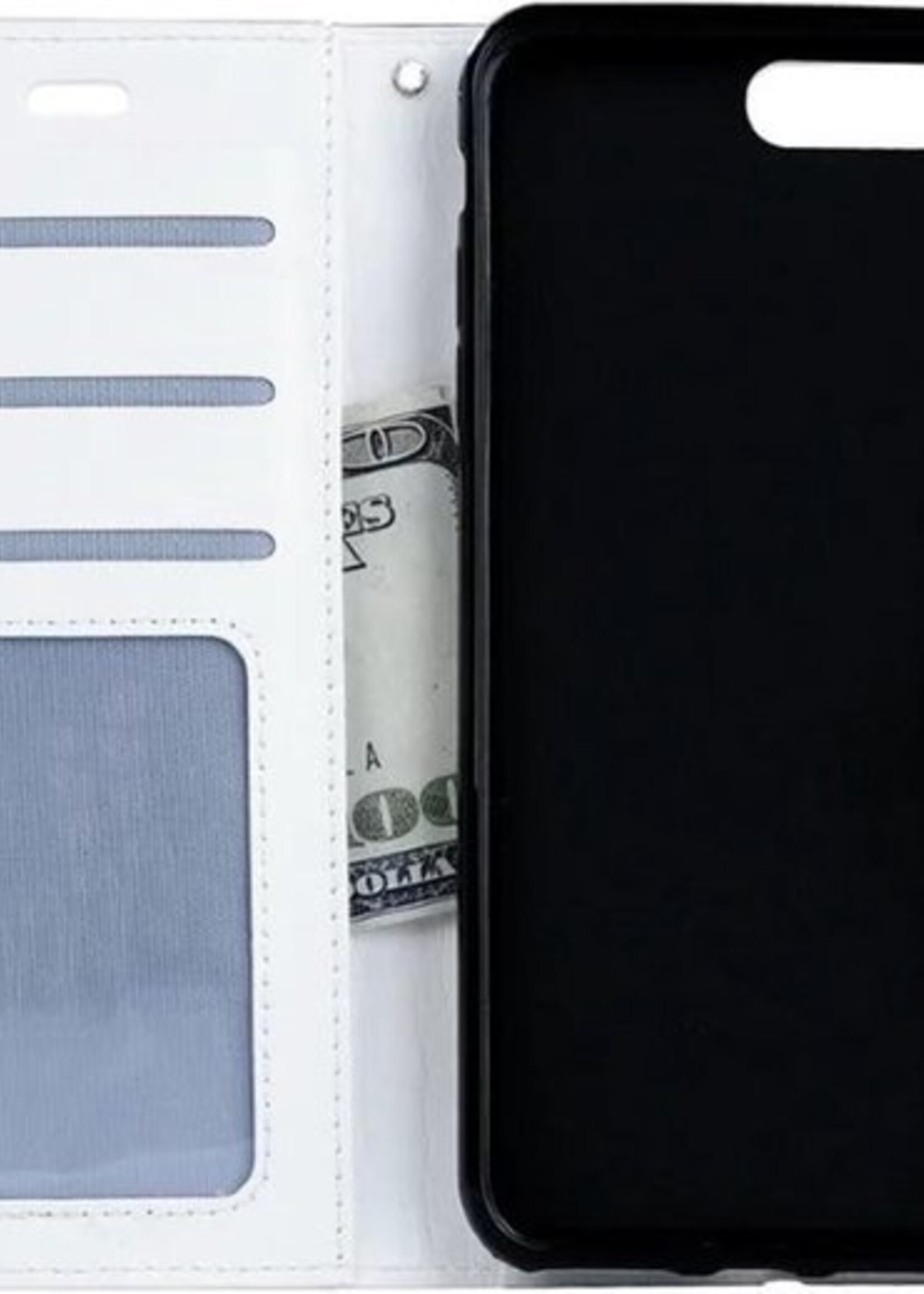 BTH Hoesje Geschikt voor iPhone 8 Hoesje Book Case Hoes Portemonnee Cover Walletcase - Hoes Geschikt voor iPhone 8 Hoes Bookcase Hoesje - Wit