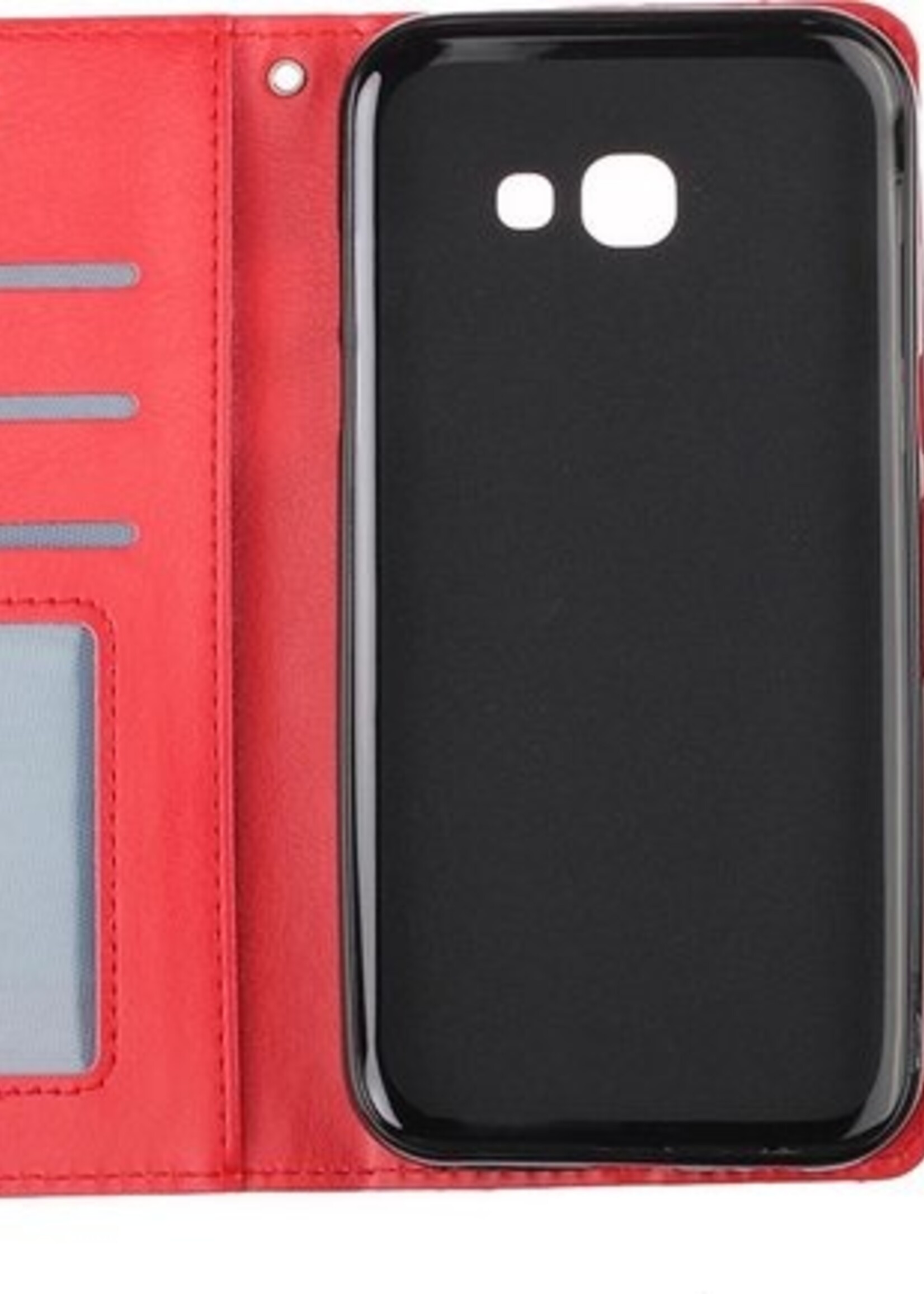 BTH Hoesje Geschikt voor Samsung Galaxy A5 2017 Hoesje Book Case Hoes Portemonnee Cover Walletcase - Hoes Geschikt voor Samsung A5 2017 Hoes Bookcase Hoesje - Rood