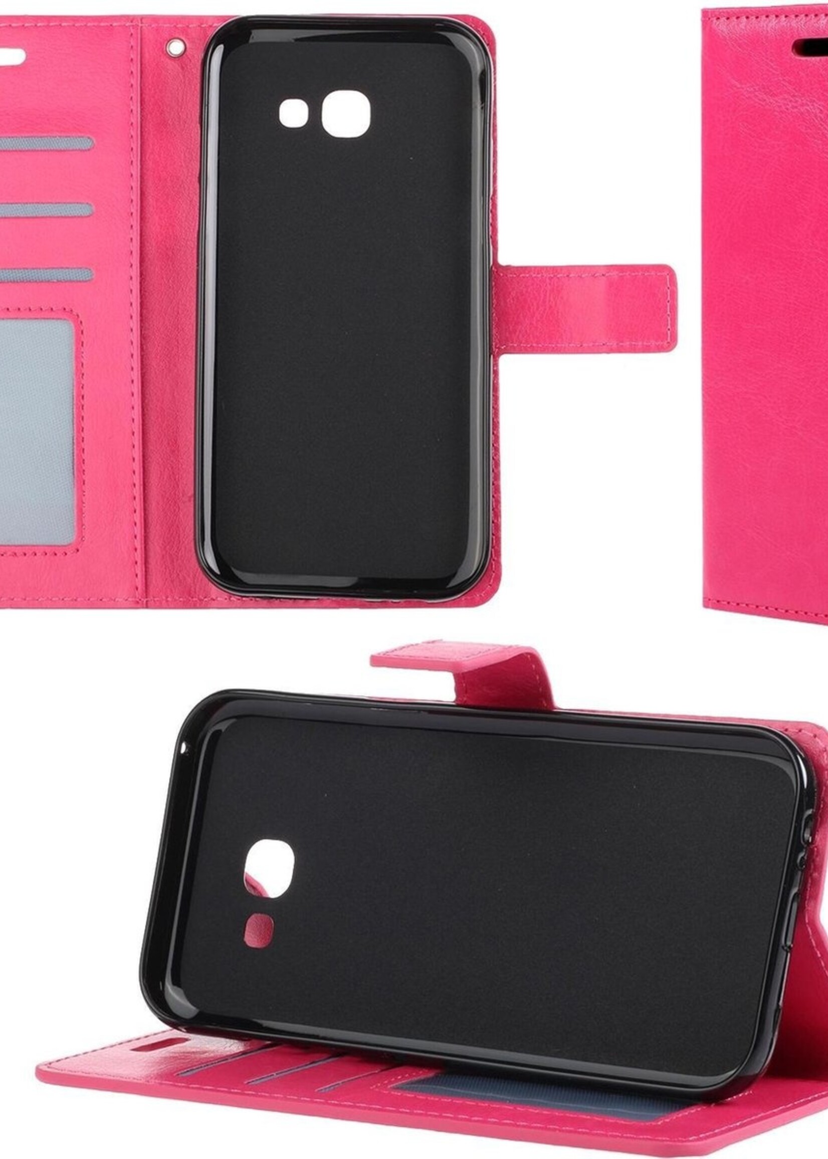 BTH Hoesje Geschikt voor Samsung Galaxy A5 2017 Hoesje Book Case Hoes Portemonnee Cover Walletcase - Hoes Geschikt voor Samsung A5 2017 Hoes Bookcase Hoesje - Roze