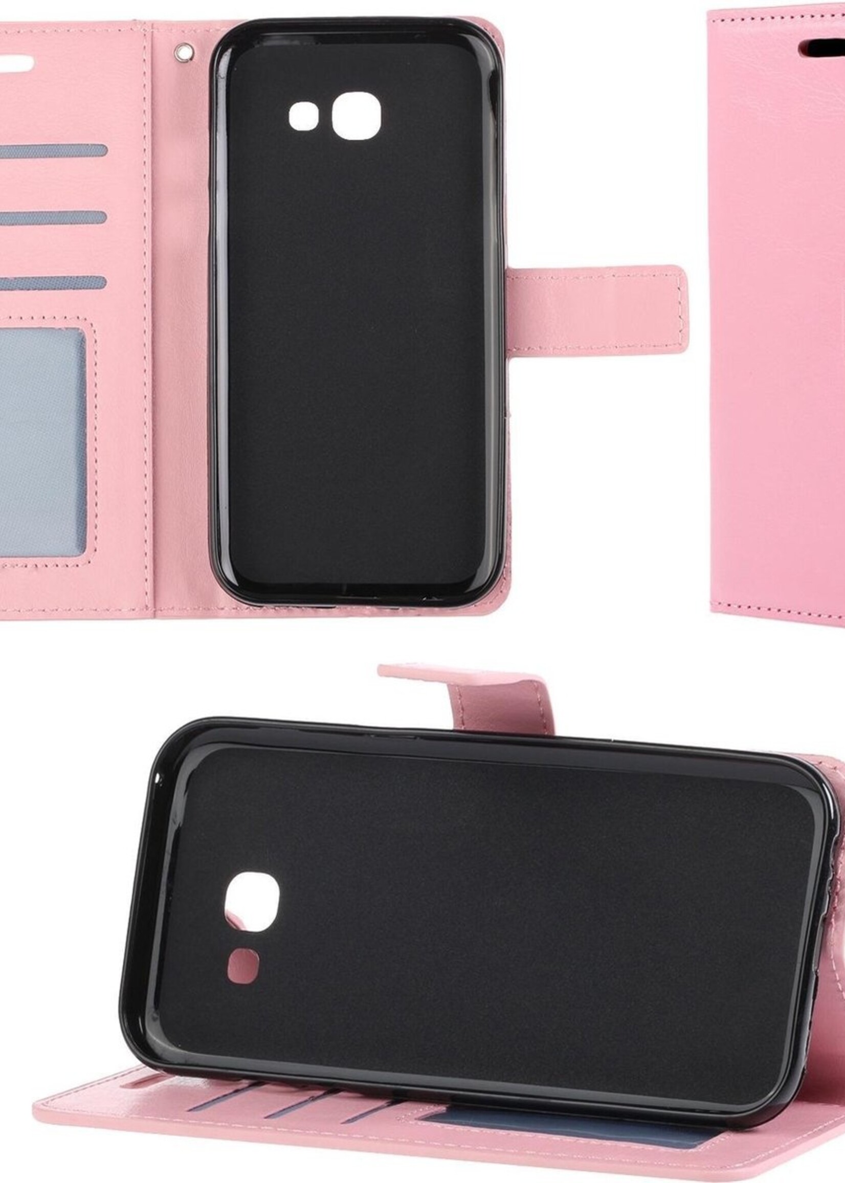 BTH Hoesje Geschikt voor Samsung Galaxy A5 2017 Hoesje Book Case Hoes Portemonnee Cover Walletcase - Hoes Geschikt voor Samsung A5 2017 Hoes Bookcase Hoesje - Roze