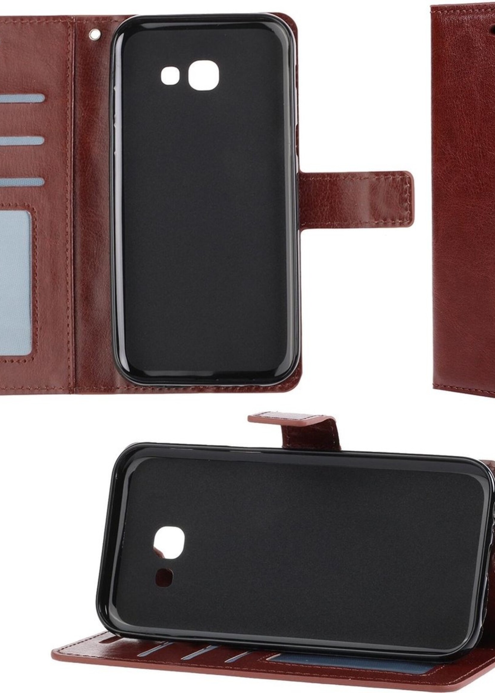 BTH Hoesje Geschikt voor Samsung Galaxy A5 2017 Hoesje Book Case Hoes Portemonnee Cover Walletcase - Hoes Geschikt voor Samsung A5 2017 Hoes Bookcase Hoesje - Bruin