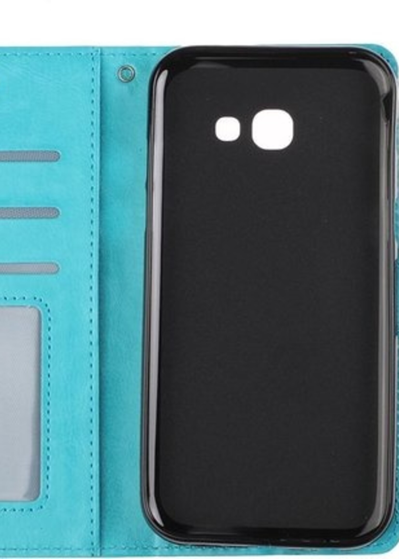BTH Hoesje Geschikt voor Samsung Galaxy A5 2017 Hoesje Book Case Hoes Portemonnee Cover Walletcase - Hoes Geschikt voor Samsung A5 2017 Hoes Bookcase Hoesje - Turquoise