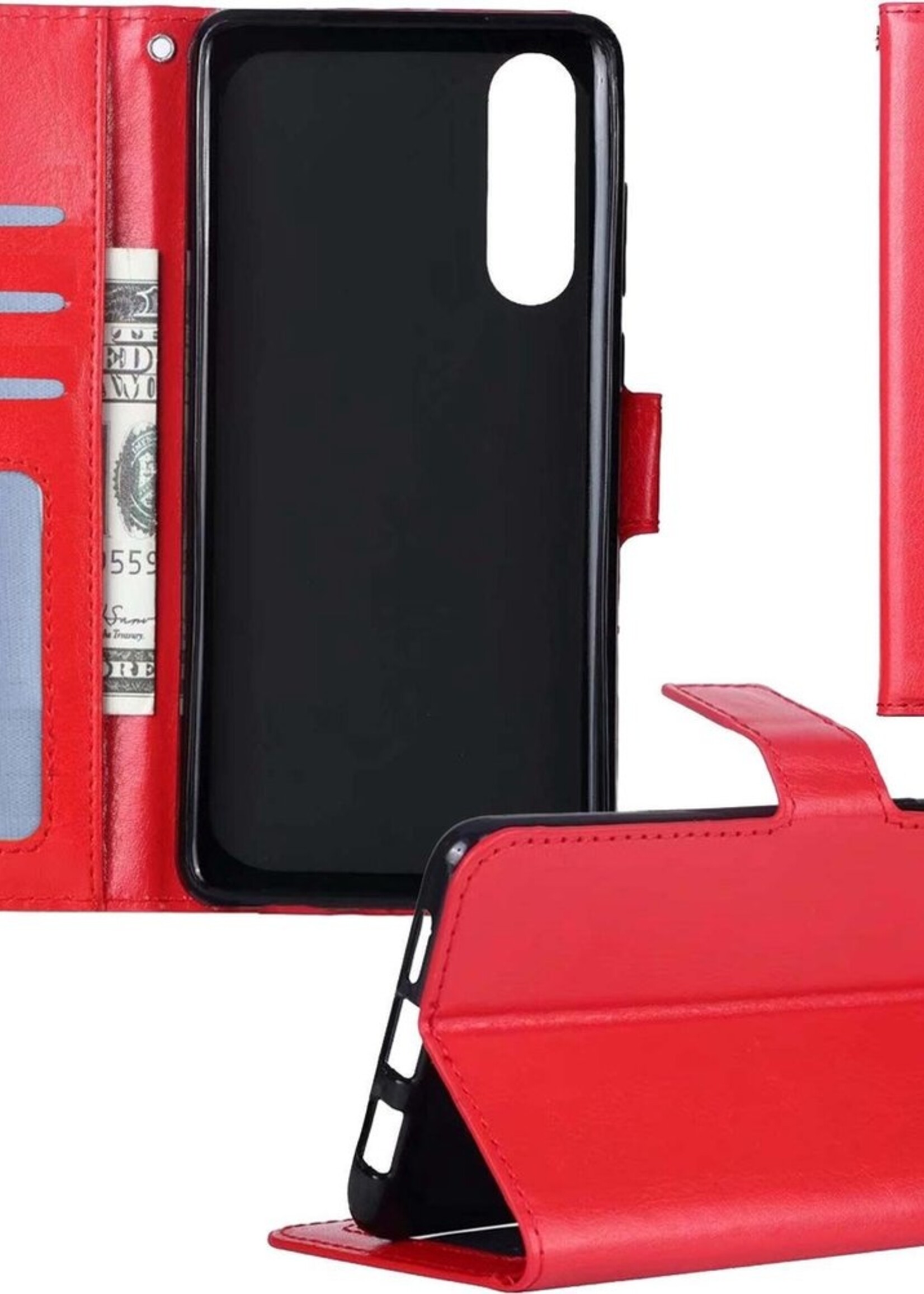 BTH Hoesje Geschikt voor Samsung Galaxy A50 Hoesje Book Case Hoes Portemonnee Cover Walletcase - Hoes Geschikt voor Samsung A50 Hoes Bookcase Hoesje - Rood