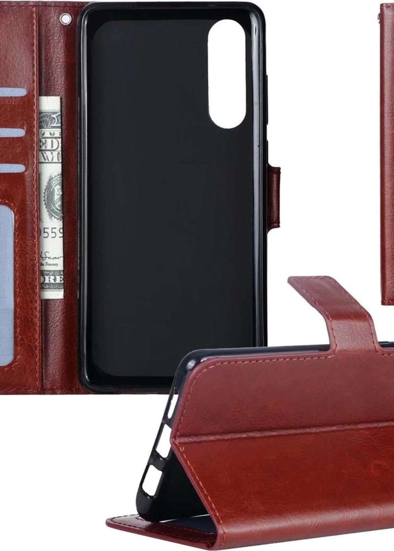 BTH Hoesje Geschikt voor Samsung Galaxy A50 Hoesje Book Case Hoes Portemonnee Cover Walletcase - Hoes Geschikt voor Samsung A50 Hoes Bookcase Hoesje - Bruin