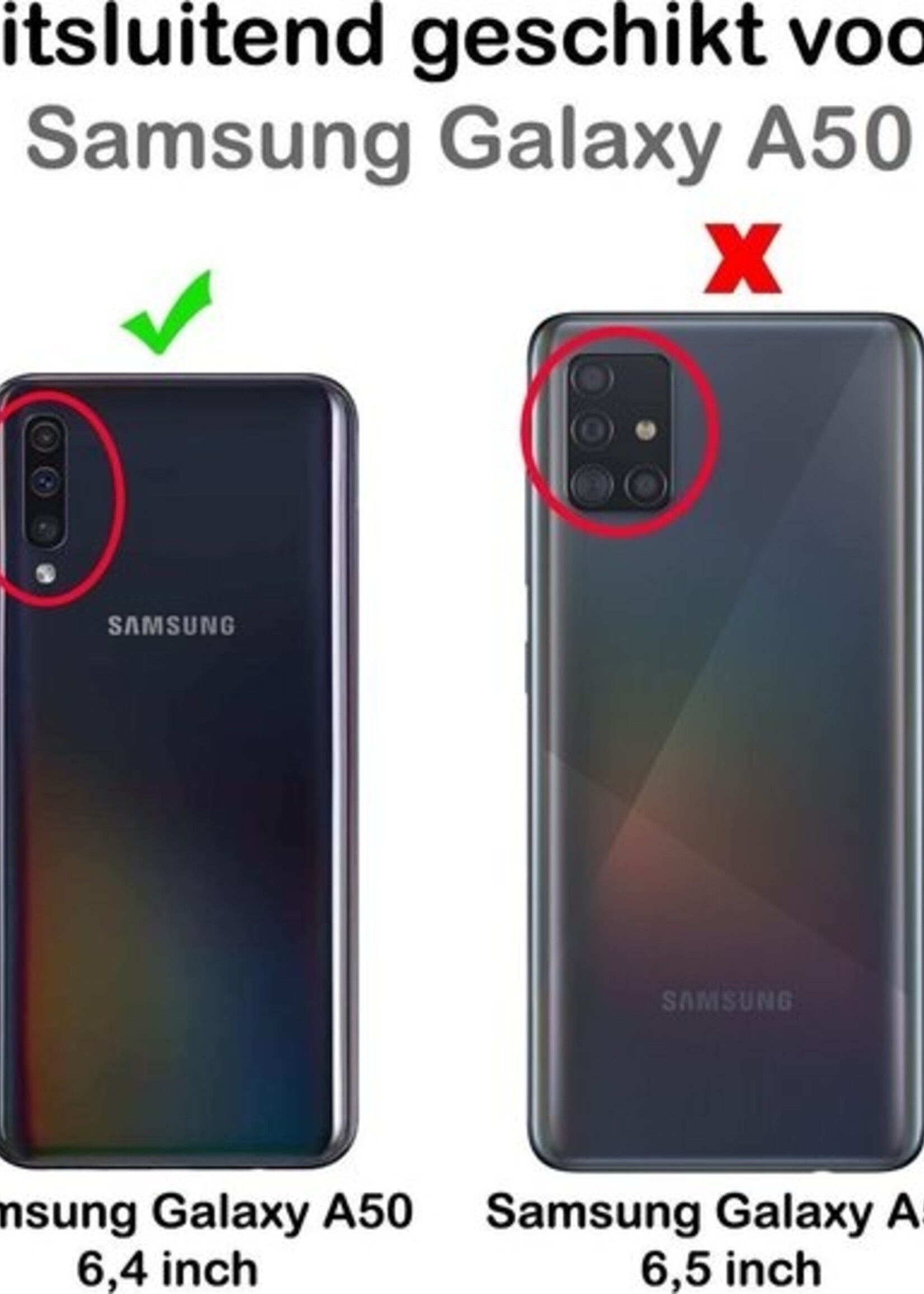 BTH Hoesje Geschikt voor Samsung Galaxy A50 Hoesje Book Case Hoes Portemonnee Cover Walletcase - Hoes Geschikt voor Samsung A50 Hoes Bookcase Hoesje - Bruin