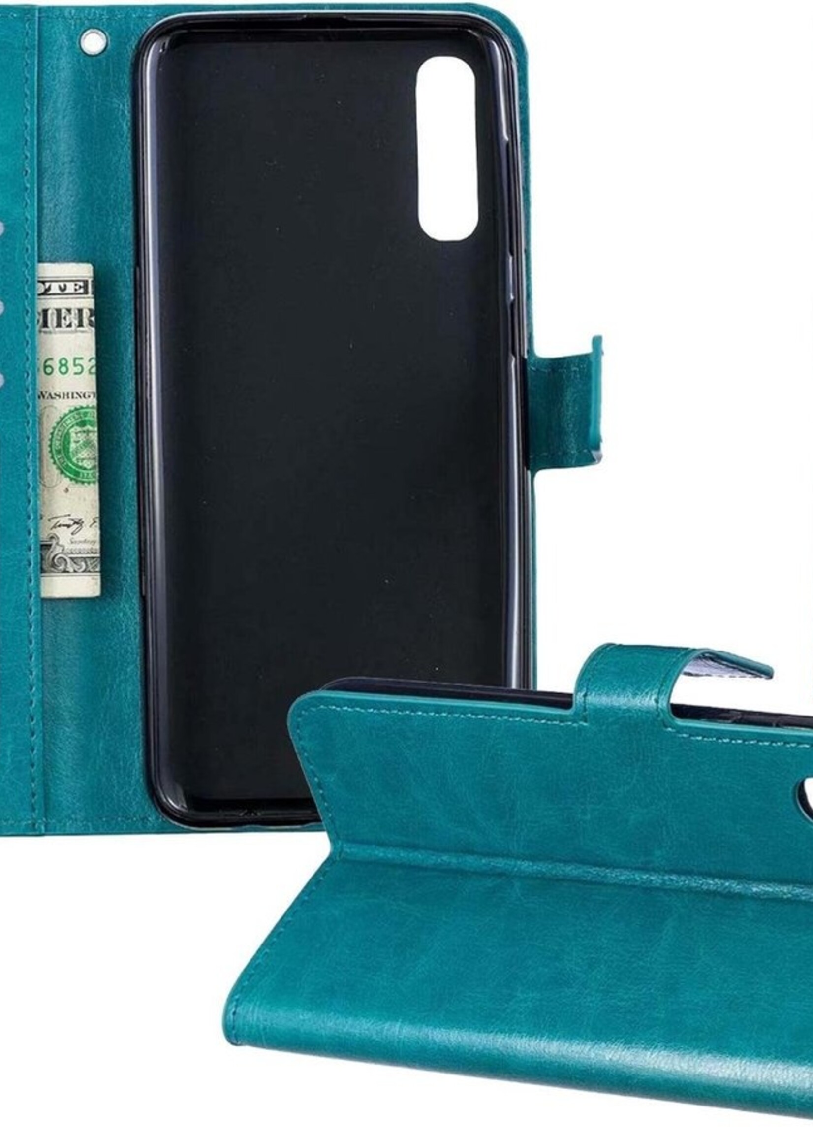 BTH Hoesje Geschikt voor Samsung Galaxy A50 Hoesje Book Case Hoes Portemonnee Cover Walletcase - Hoes Geschikt voor Samsung A50 Hoes Bookcase Hoesje - Turquoise