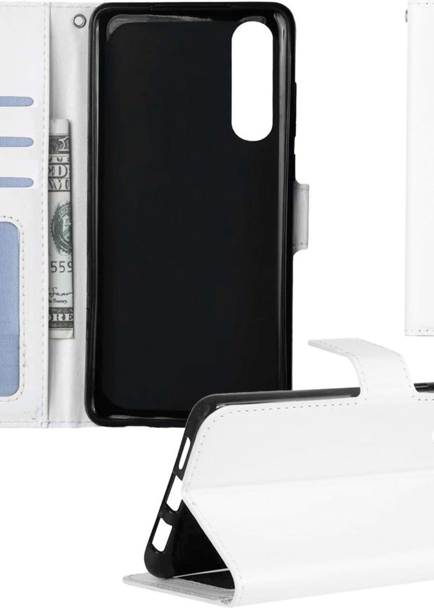 BTH Hoesje Geschikt voor Samsung Galaxy A50 Hoesje Book Case Hoes Portemonnee Cover Walletcase - Hoes Geschikt voor Samsung A50 Hoes Bookcase Hoesje - Wit