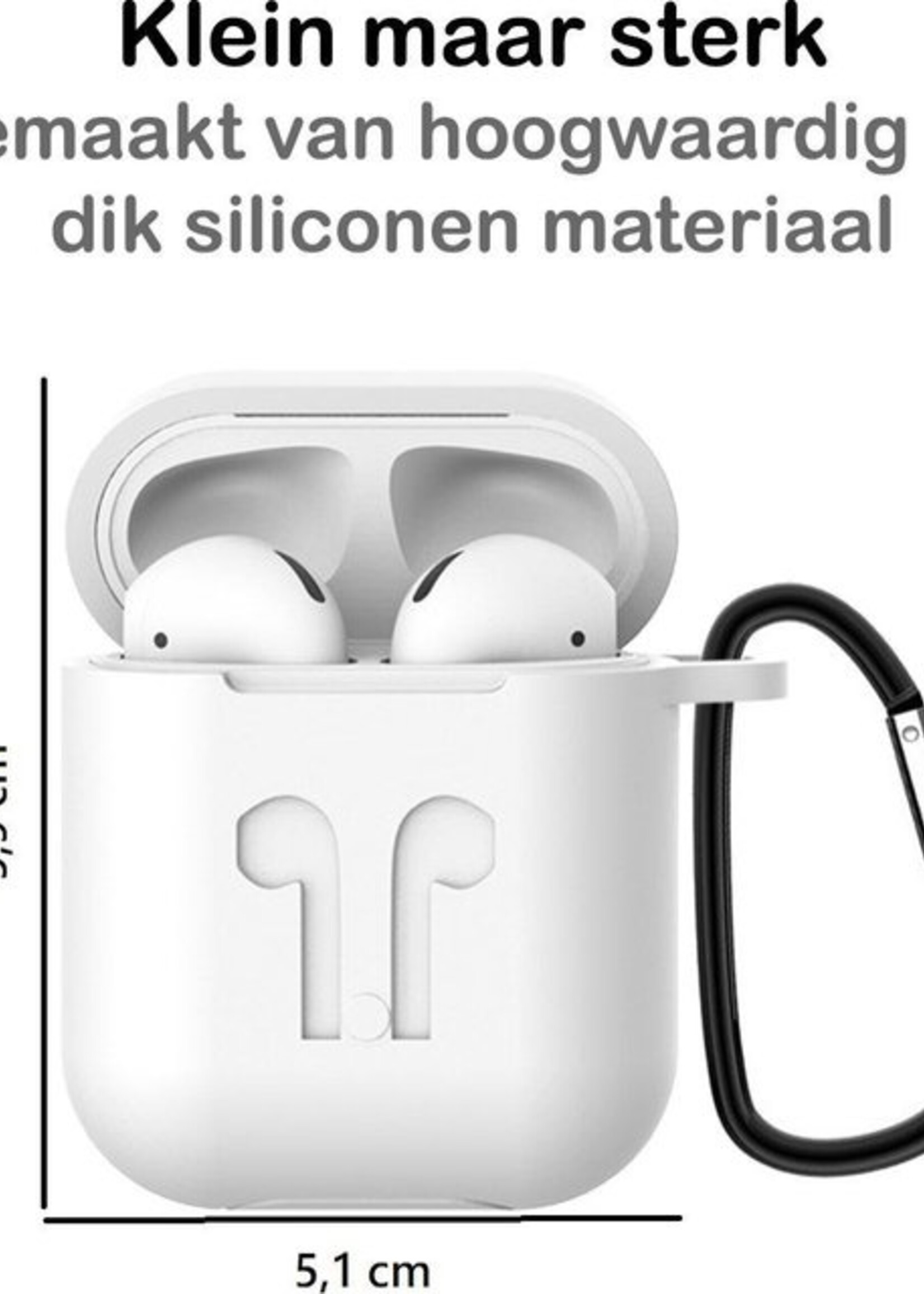 BTH Case Geschikt voor AirPods Hoesje Hoes Siliconen 3-in-1 Met Clip Cover - Hoesje Geschikt voor Apple Airpods 1/2 Siliconen 3-in-1 Met Clip - Transparant