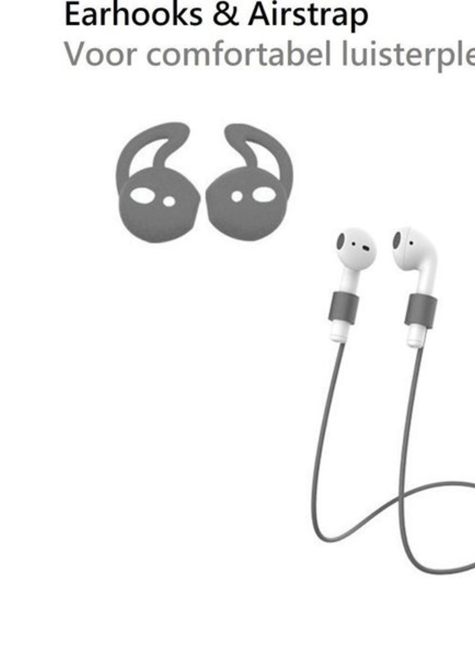 BTH Case Geschikt voor AirPods Hoesje Hoes Siliconen 3-in-1 Met Clip Cover - Hoesje Geschikt voor Apple Airpods 1/2 Siliconen 3-in-1 Met Clip - Grijs