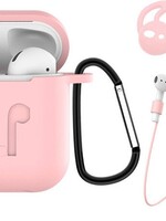 BTH BTH 3-in-1 Siliconen Bescherm Case voor Apple AirPods Hoesje - Licht Roze