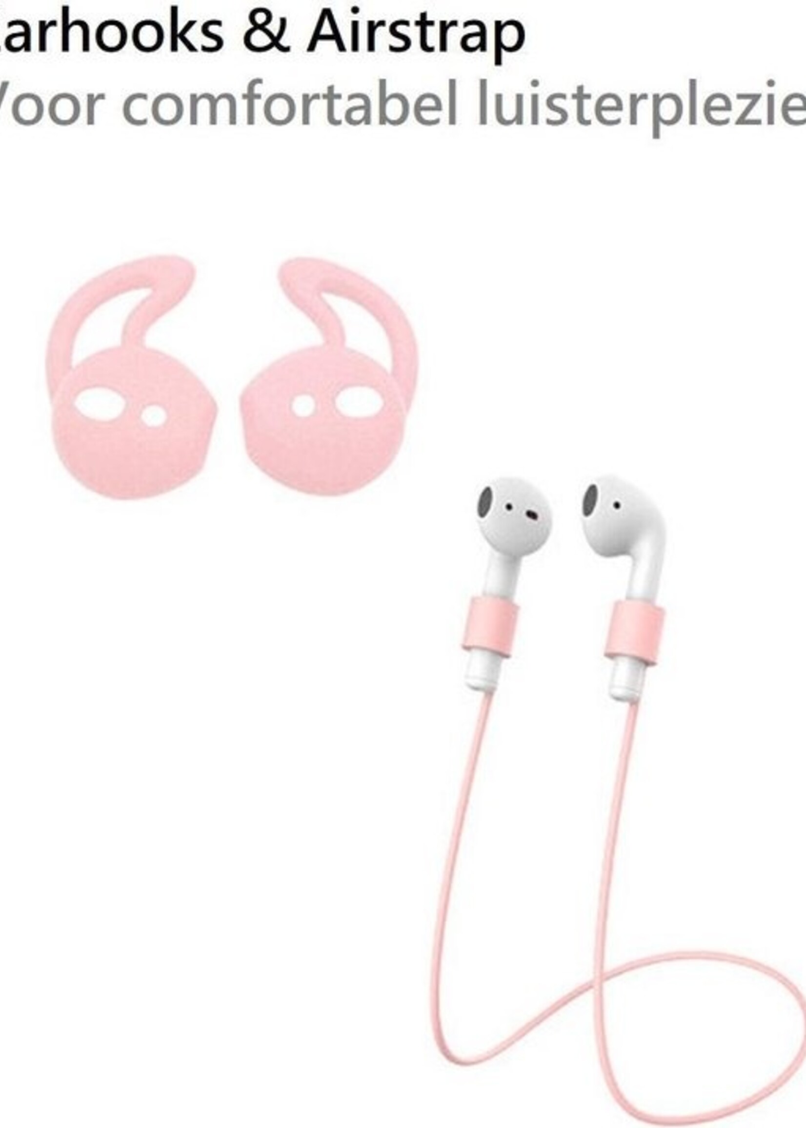 BTH Case Geschikt voor AirPods Hoesje Hoes Siliconen 3-in-1 Met Clip Cover - Hoesje Geschikt voor Apple Airpods 1/2 Siliconen 3-in-1 Met Clip - Roze
