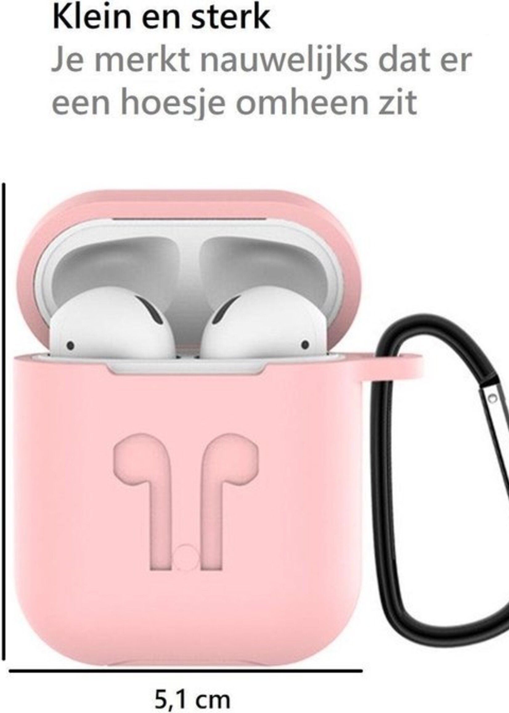 BTH Case Geschikt voor AirPods Hoesje Hoes Siliconen 3-in-1 Met Clip Cover - Hoesje Geschikt voor Apple Airpods 1/2 Siliconen 3-in-1 Met Clip - Roze
