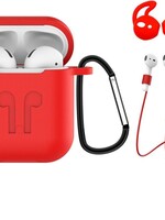 BTH BTH 3-in-1 Siliconen Bescherm Case Cover voor Apple AirPods Hoesje - Rood