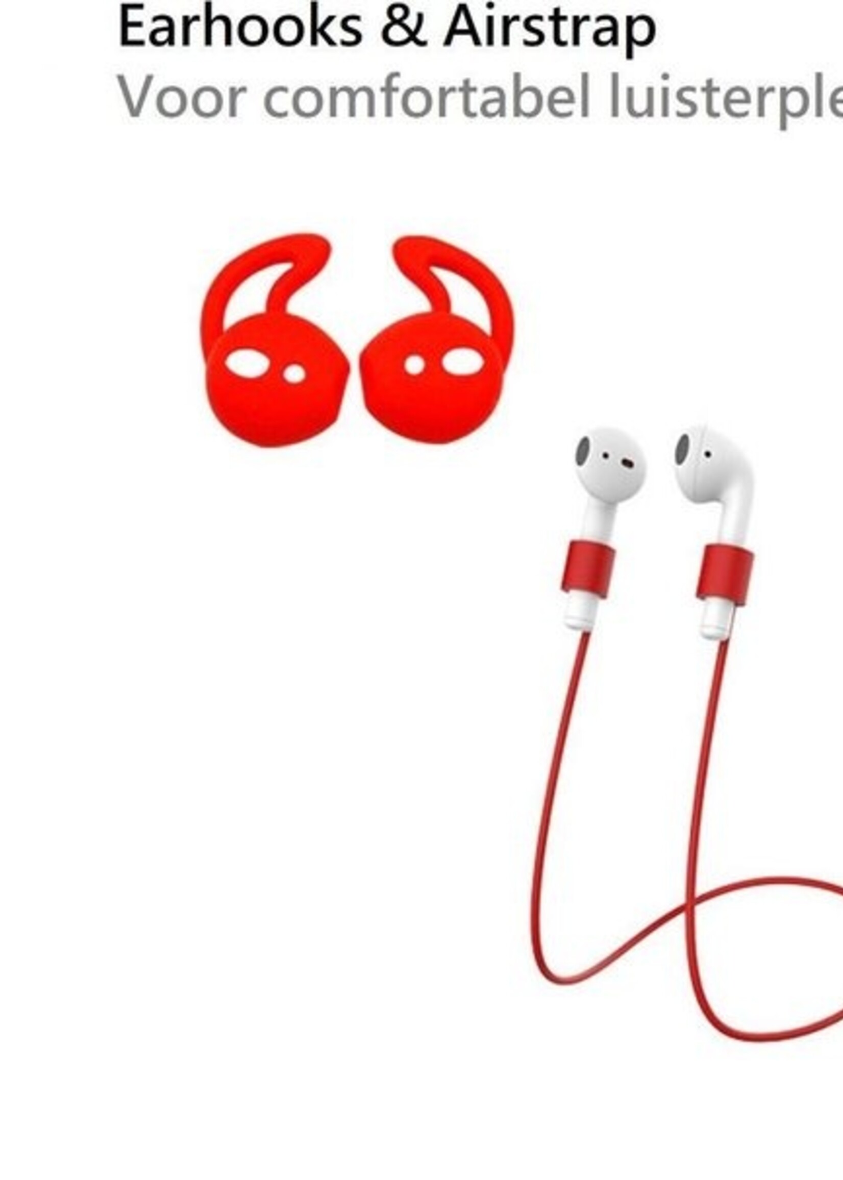 BTH Case Geschikt voor AirPods Hoesje Hoes Siliconen 3-in-1 Met Clip Cover - Hoesje Geschikt voor Apple Airpods 1/2 Siliconen 3-in-1 Met Clip - Rood