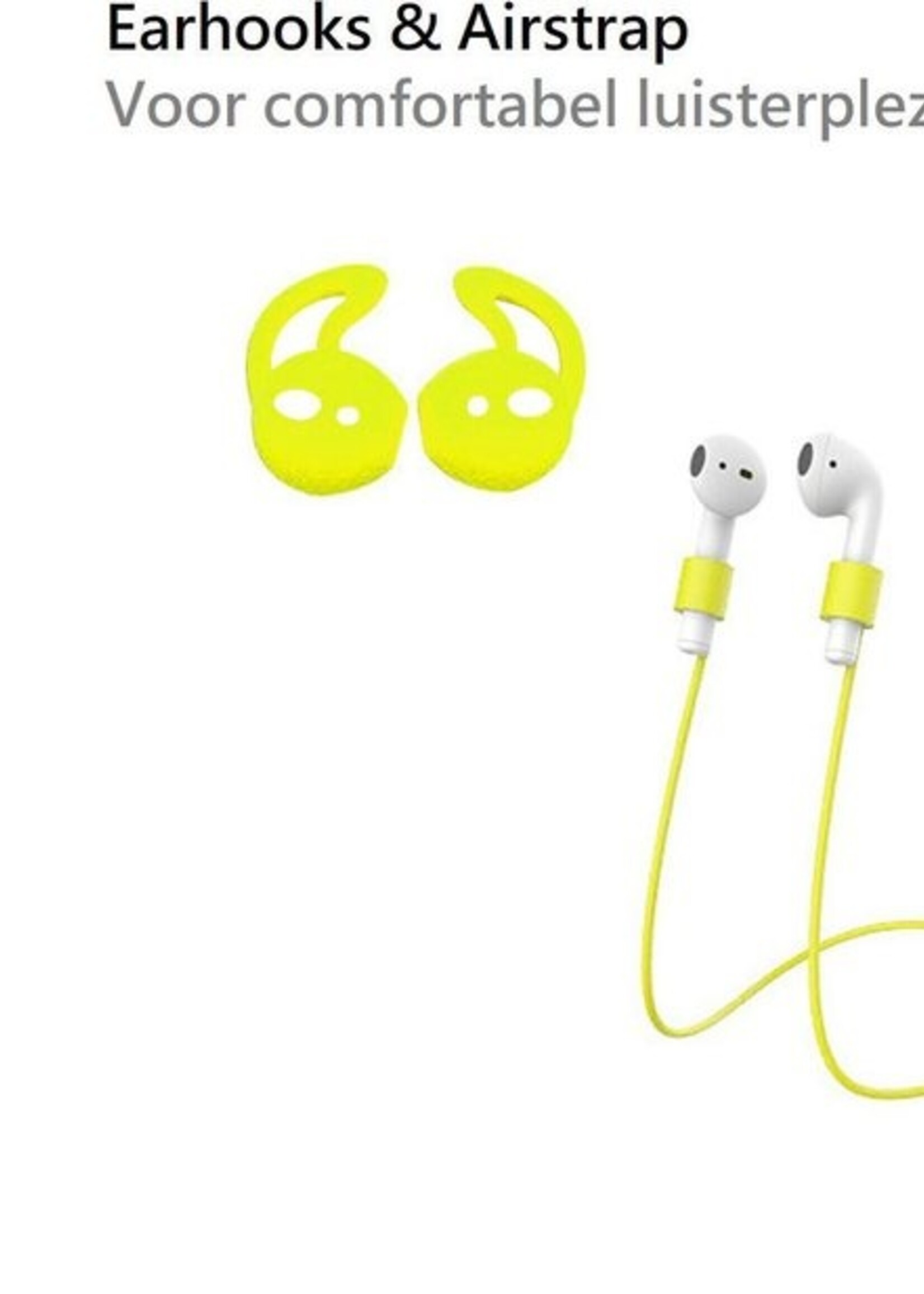 BTH Case Geschikt voor AirPods Hoesje Hoes Siliconen 3-in-1 Met Clip Cover - Hoesje Geschikt voor Apple Airpods 1/2 Siliconen 3-in-1 Met Clip - Geel
